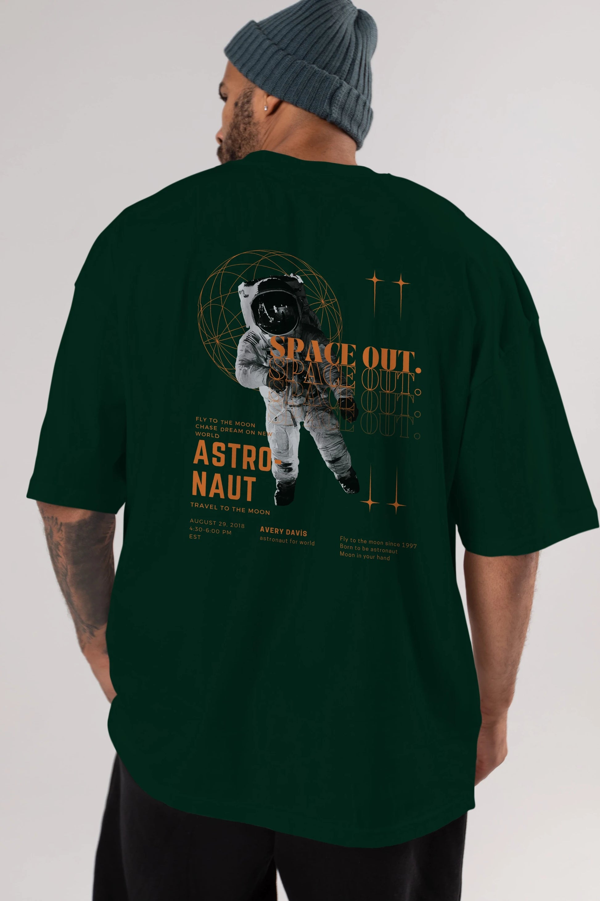 Astronaut Space Out Yazılı Arka Baskılı Oversize t-shirt Erkek Kadın Unisex