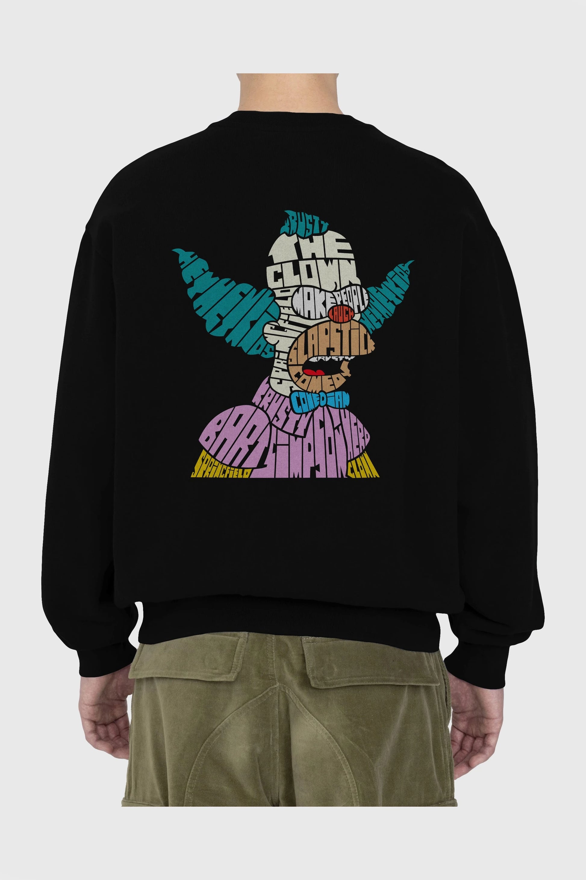 Krusty Clown Arka Baskılı Oversize Sweatshirt Erkek Kadın Unisex