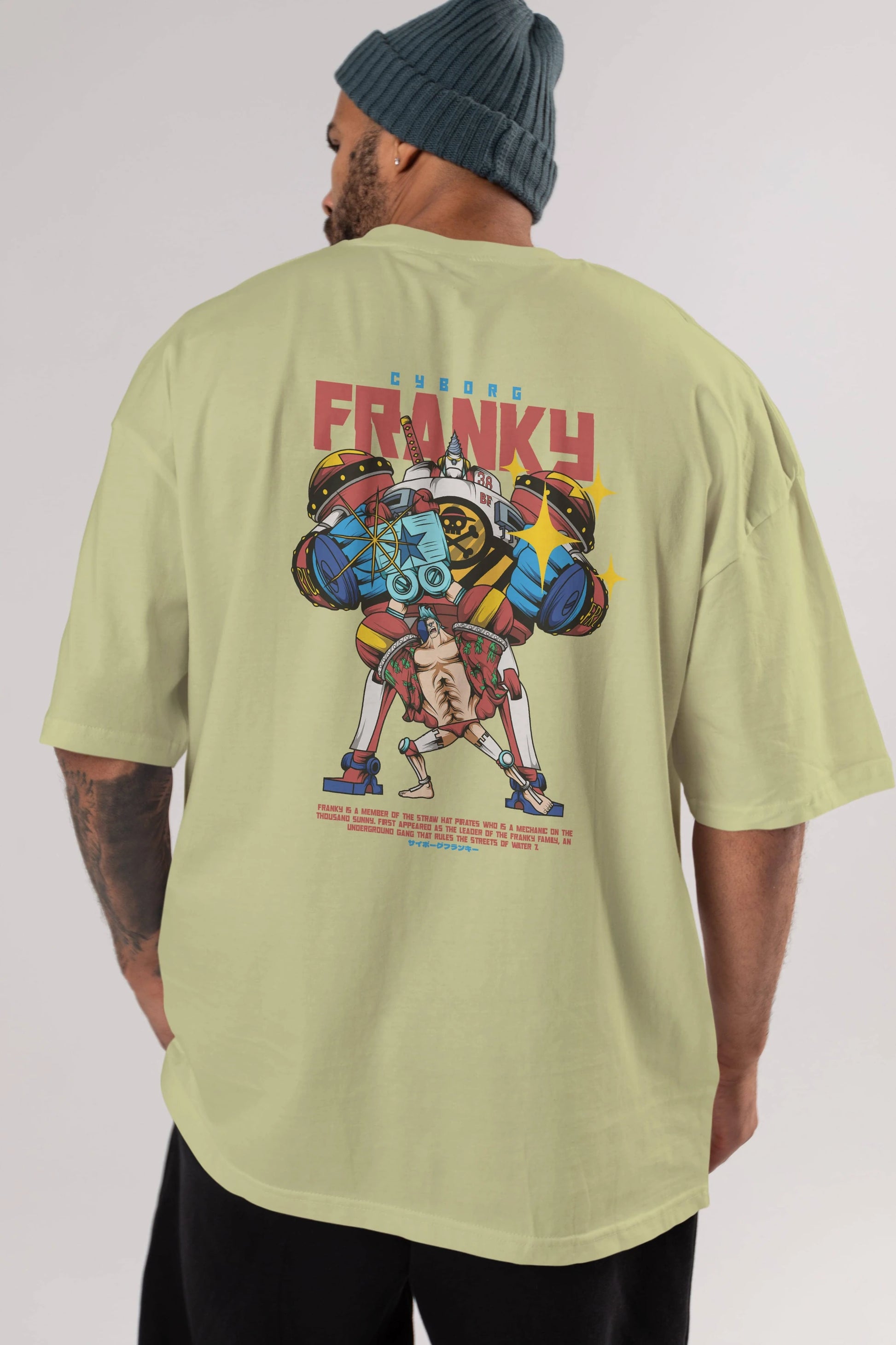 Cyborg Franky Anime Arka Baskılı Oversize t-shirt Erkek Kadın Unisex