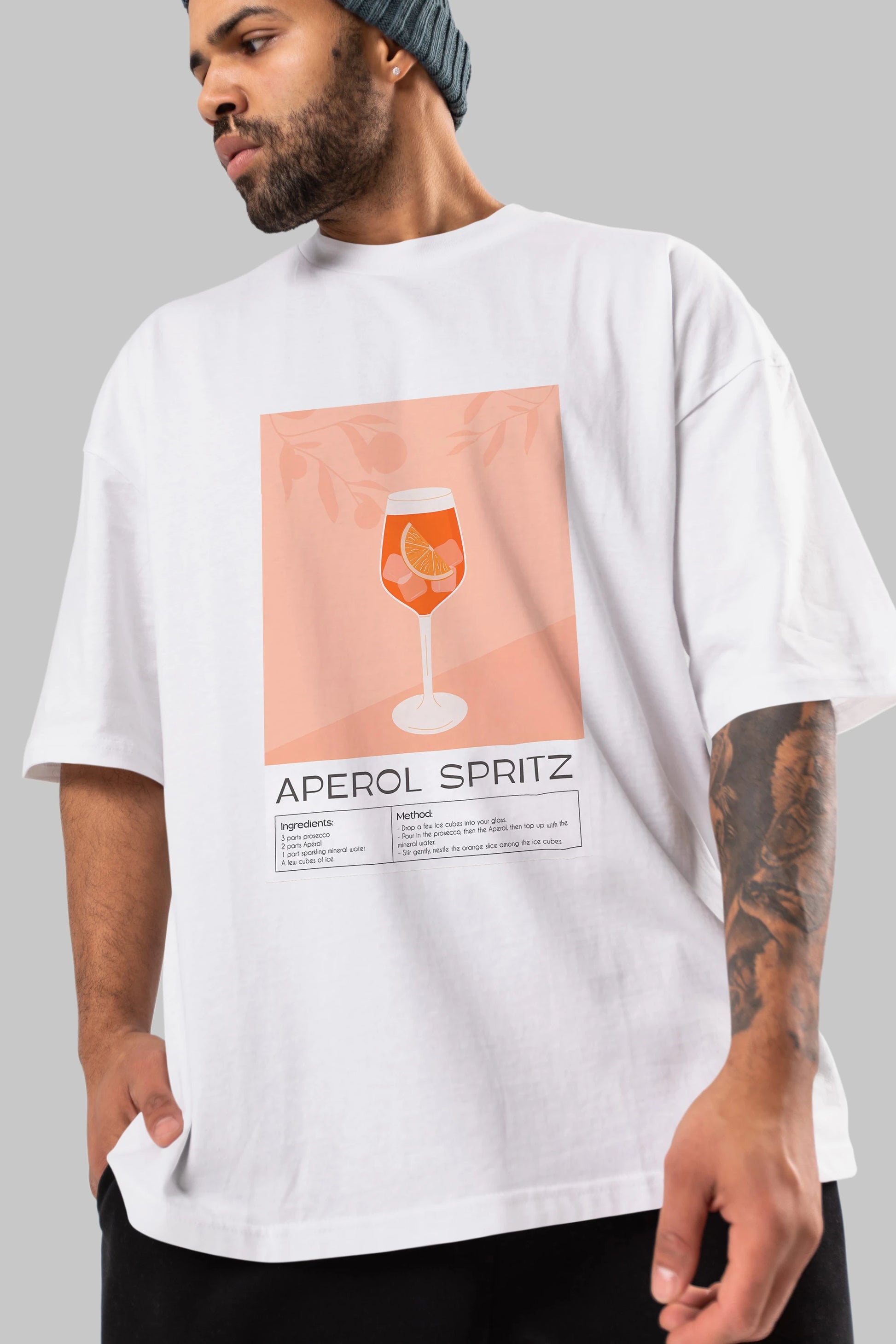 Aperol Spritz 7 Ön Baskılı Oversize t-shirt Erkek Kadın Unisex %100 Pamuk Bisiklet Yaka tişort