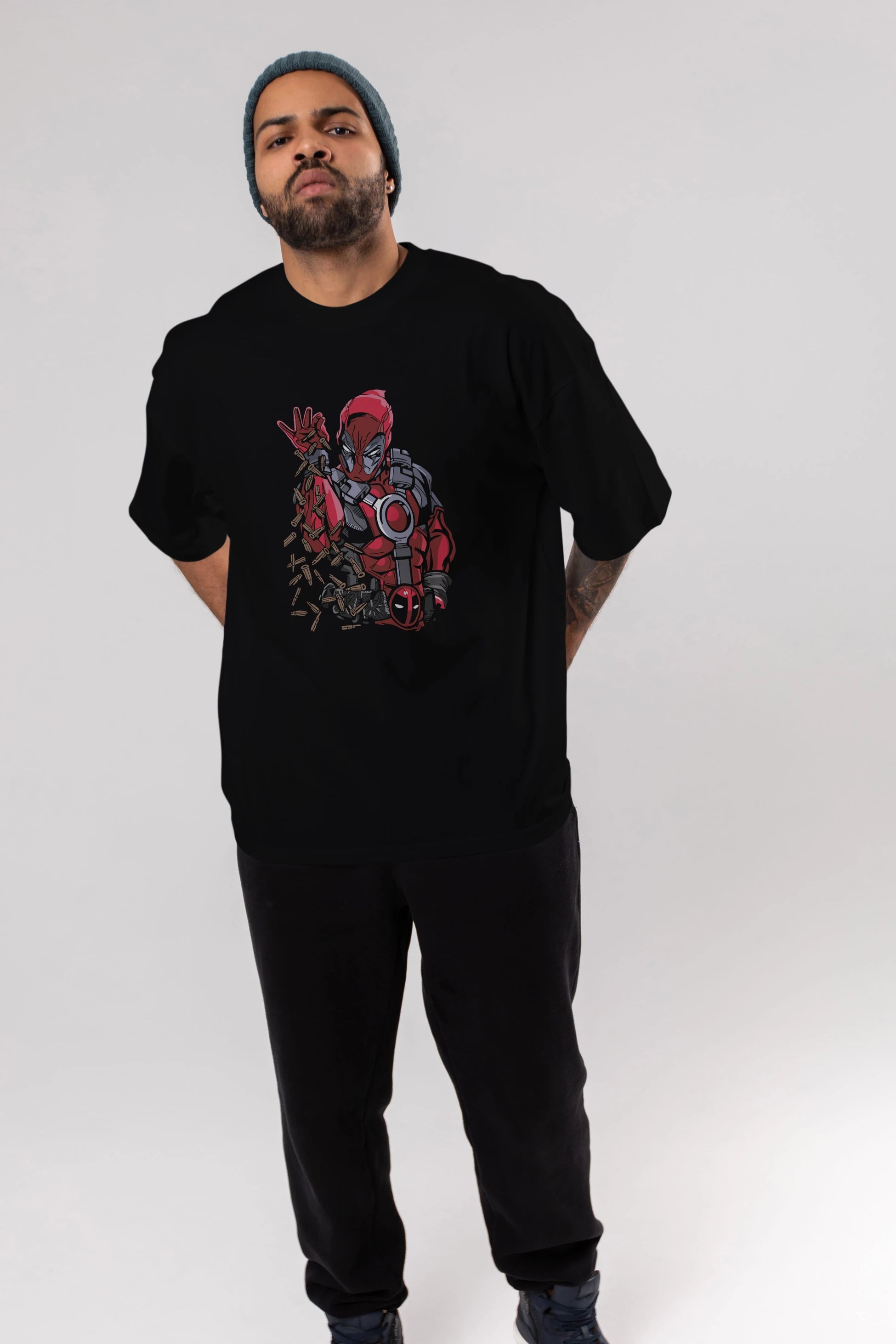 Deadpool (2) Ön Baskılı Oversize t-shirt Erkek Kadın Unisex %100 Pamuk Bisiklet Yaka tişort