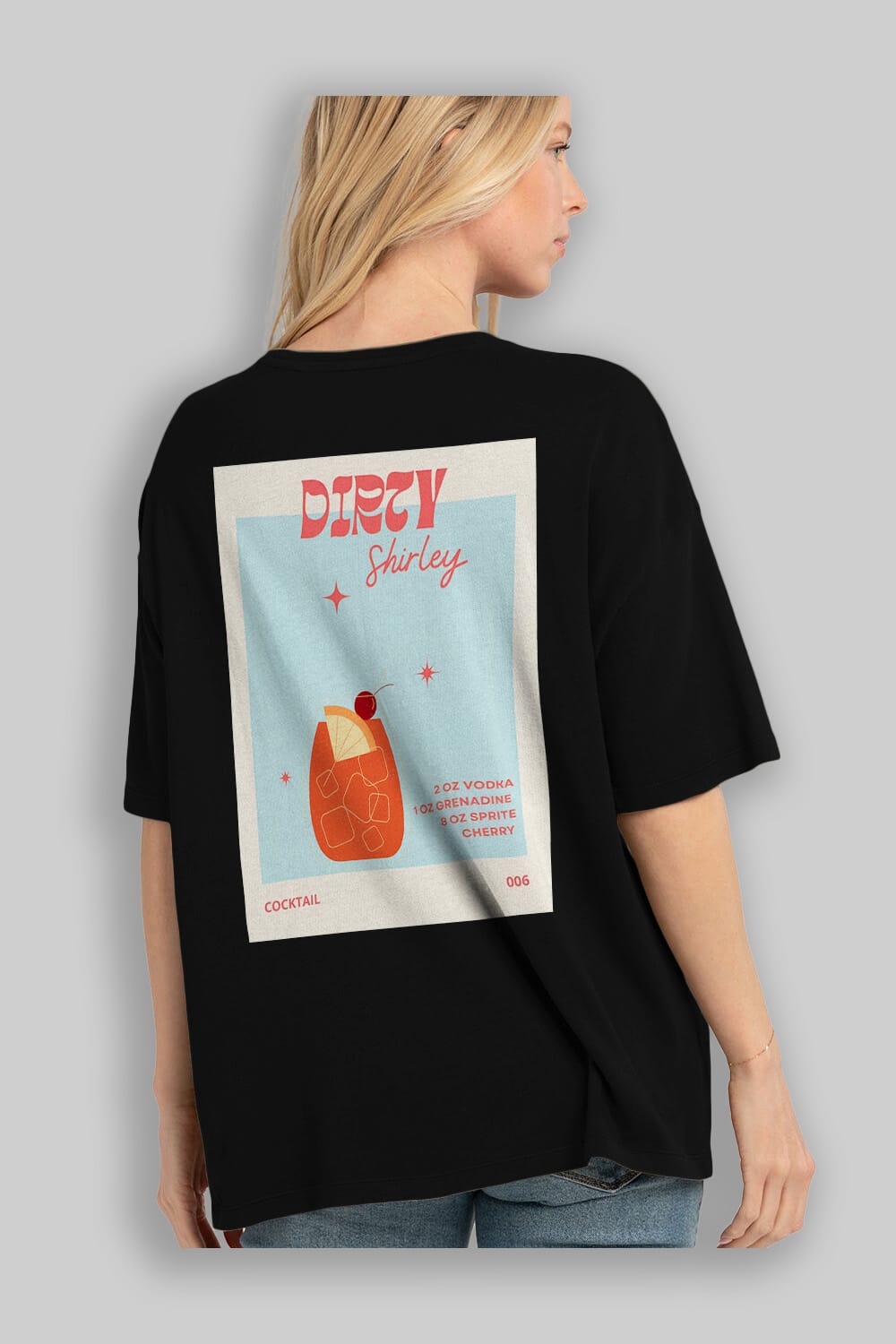 Dirty Shirley Arka Baskılı Oversize t-shirt Erkek Kadın Unisex %100 Pamuk Bisiklet Yaka tişort