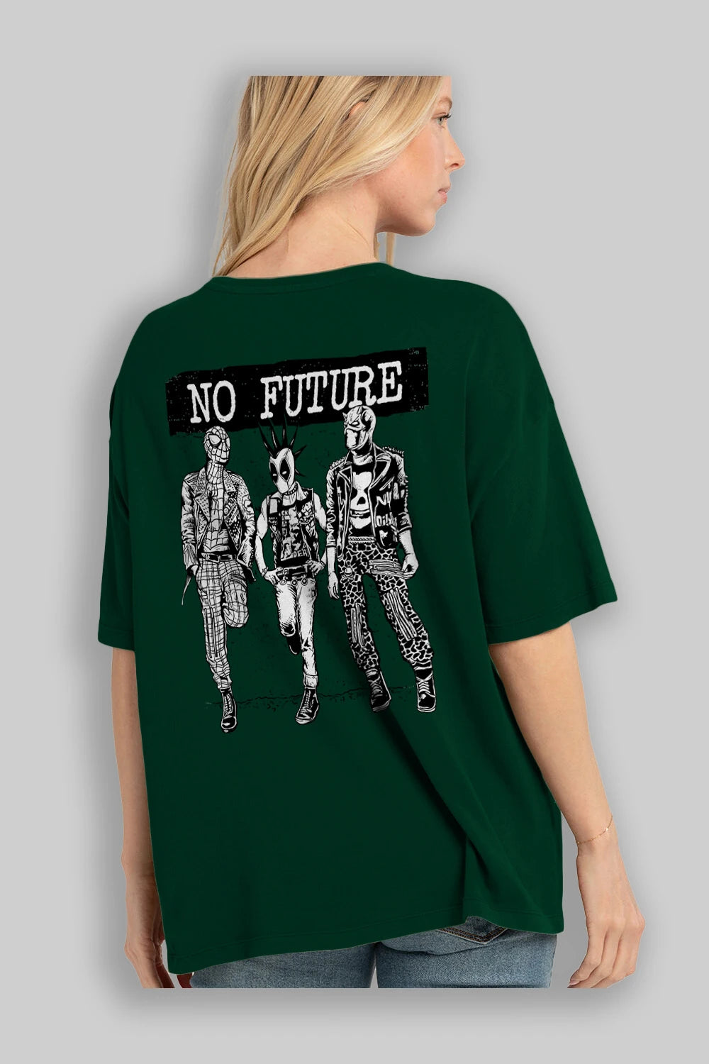 No Future Arka Baskılı Oversize t-shirt Erkek Kadın Unisex %100 Pamuk