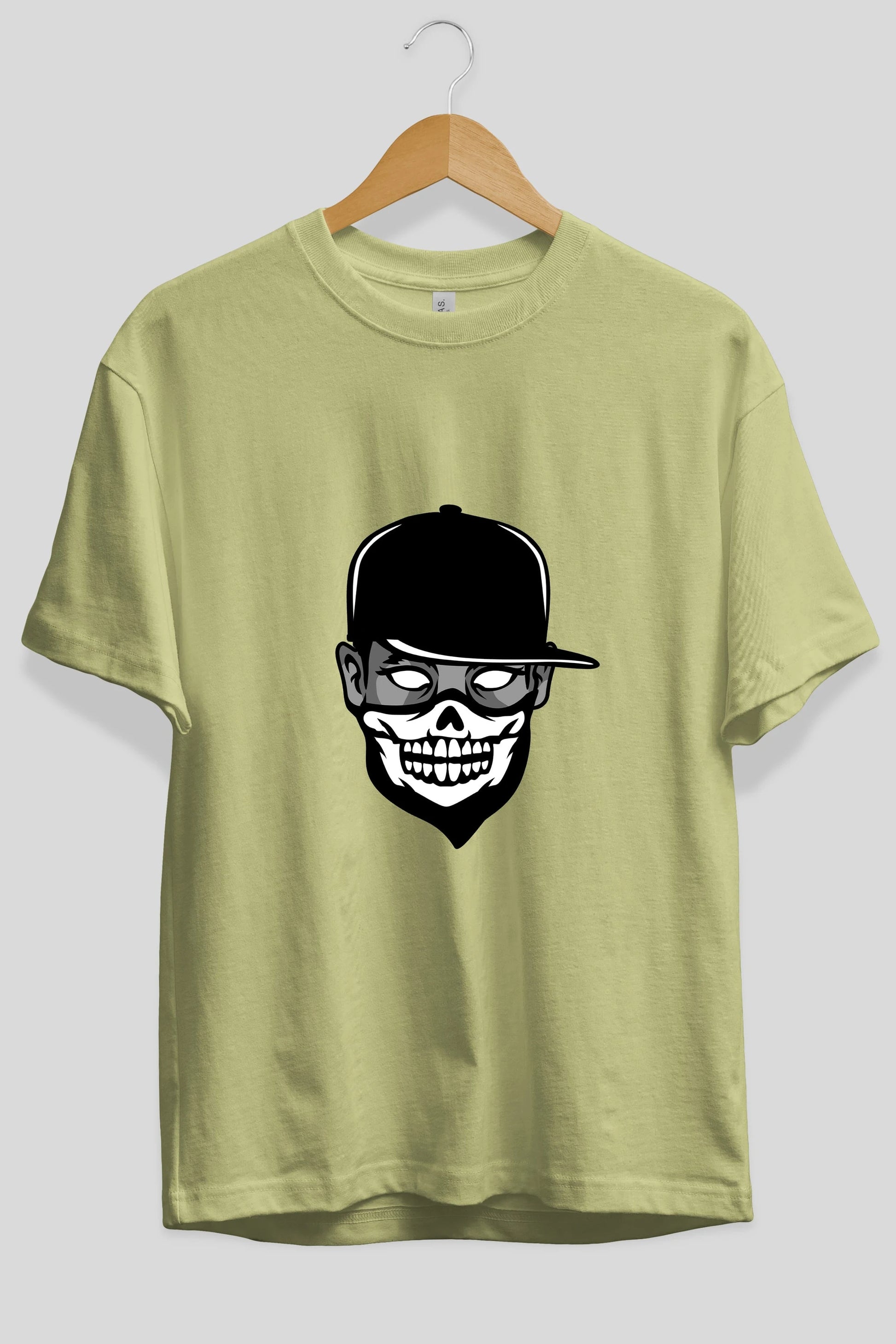 Skull Mask Ön Baskılı Oversize t-shirt Erkek Kadın Unisex %100 Pamuk tişort