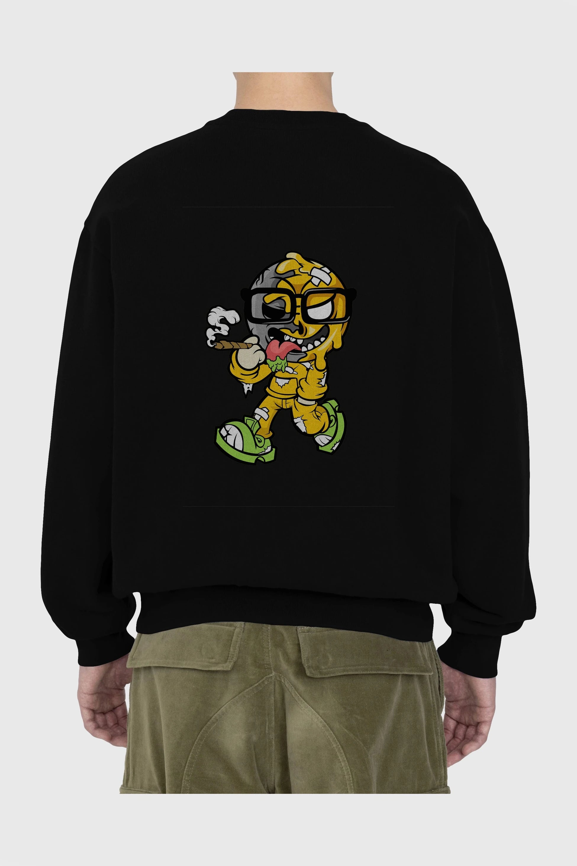 Eyeball Smoker Arka Baskılı Oversize Sweatshirt Erkek Kadın Unisex