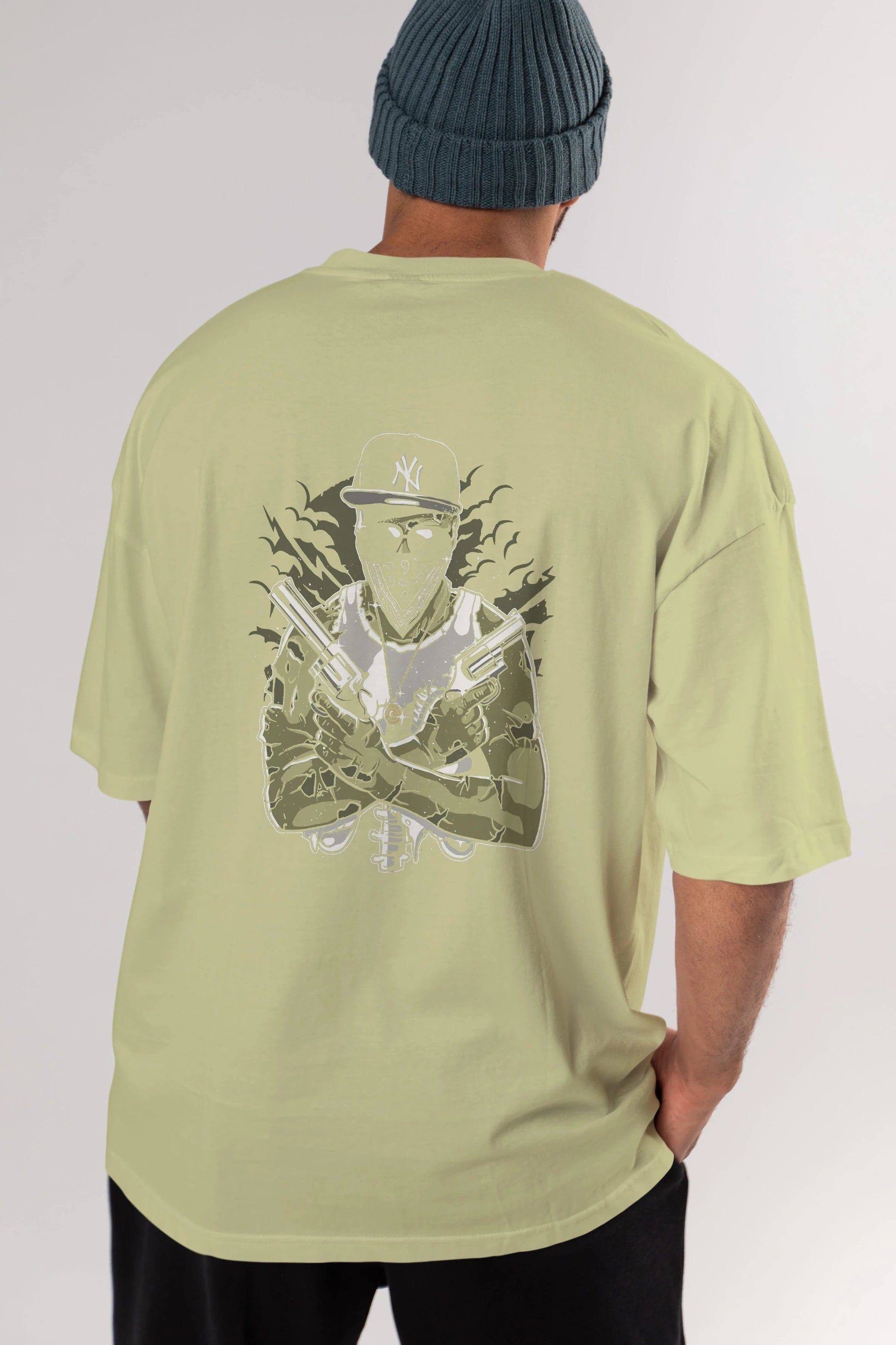 Gangsta Zombie Arka Baskılı Oversize t-shirt Erkek Kadın Unisex %100 Pamuk