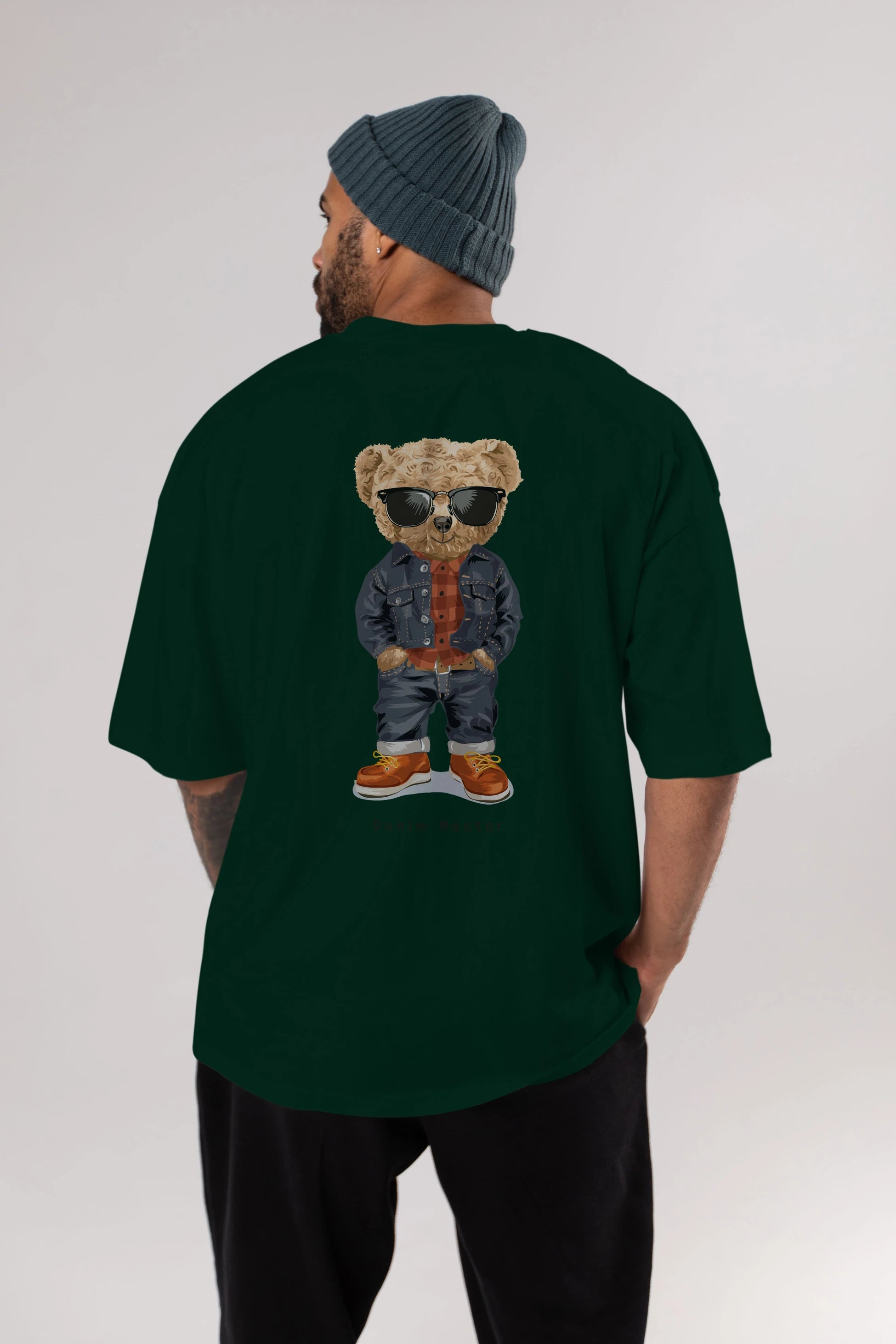 Teddy Bear Tarz Arka Baskılı Oversize t-shirt Erkek Kadın Unisex %100 Pamuk
