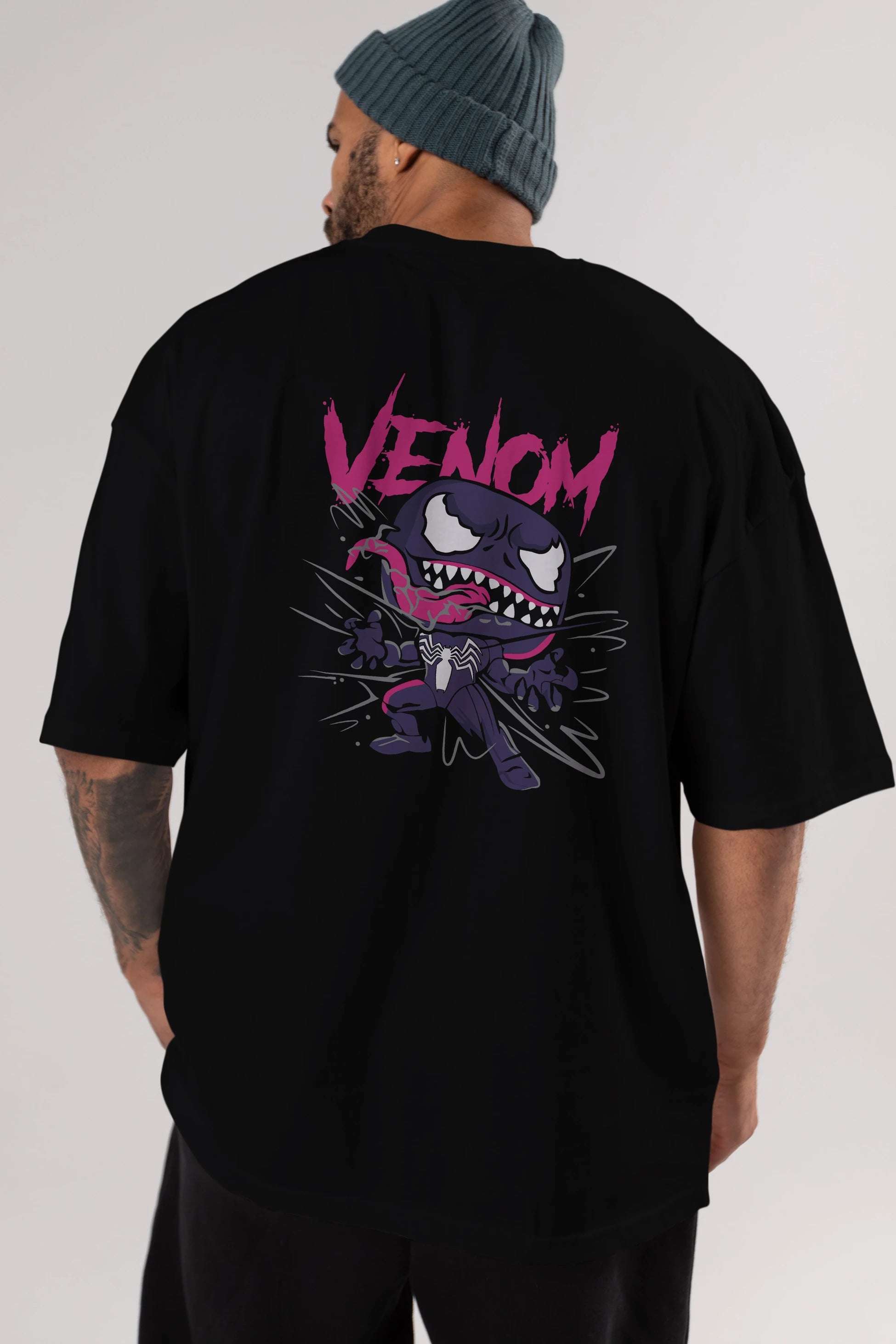 Venom (20) Arka Baskılı Oversize t-shirt Erkek Kadın Unisex %100 Pamuk Bisiklet Yaka tişort