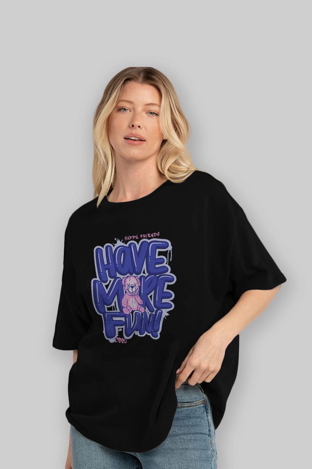 Have More Fun Bear Ön Baskılı Oversize t-shirt Erkek Kadın Unisex