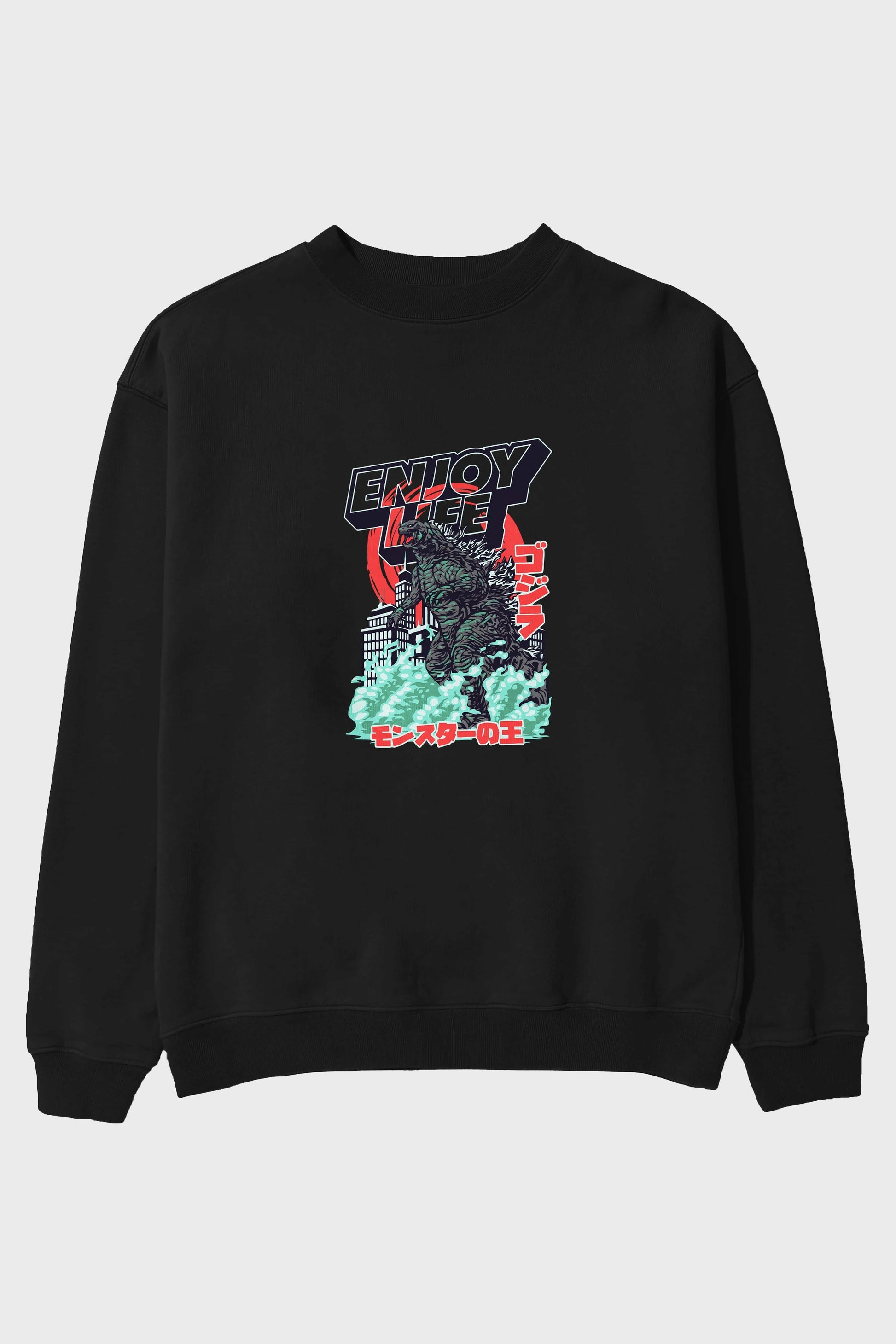 Godzilla Ön Baskılı Oversize Sweatshirt Erkek Kadın Unisex