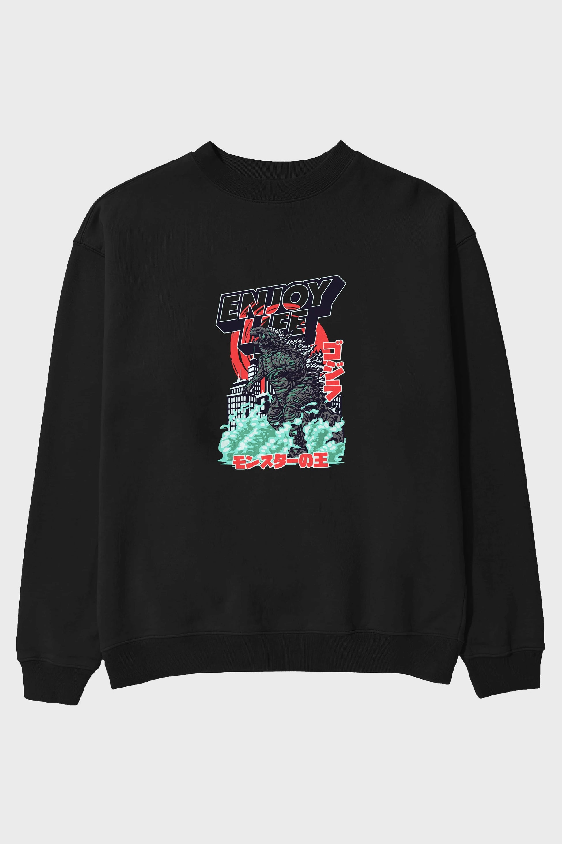 Godzilla Ön Baskılı Oversize Sweatshirt Erkek Kadın Unisex
