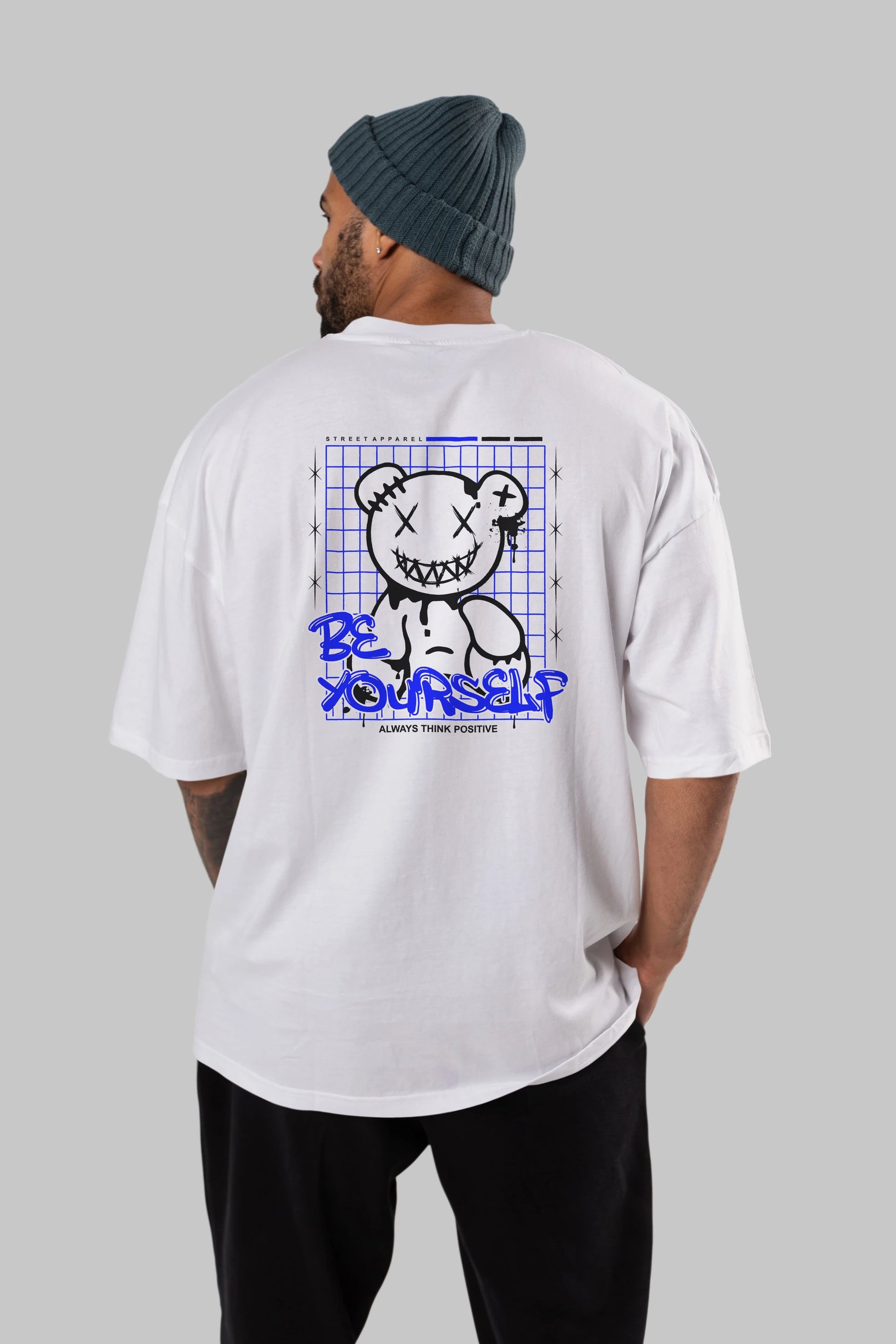 Teddy Bear Be Yourself Arka Baskılı Oversize t-shirt Erkek Kadın Unisex
