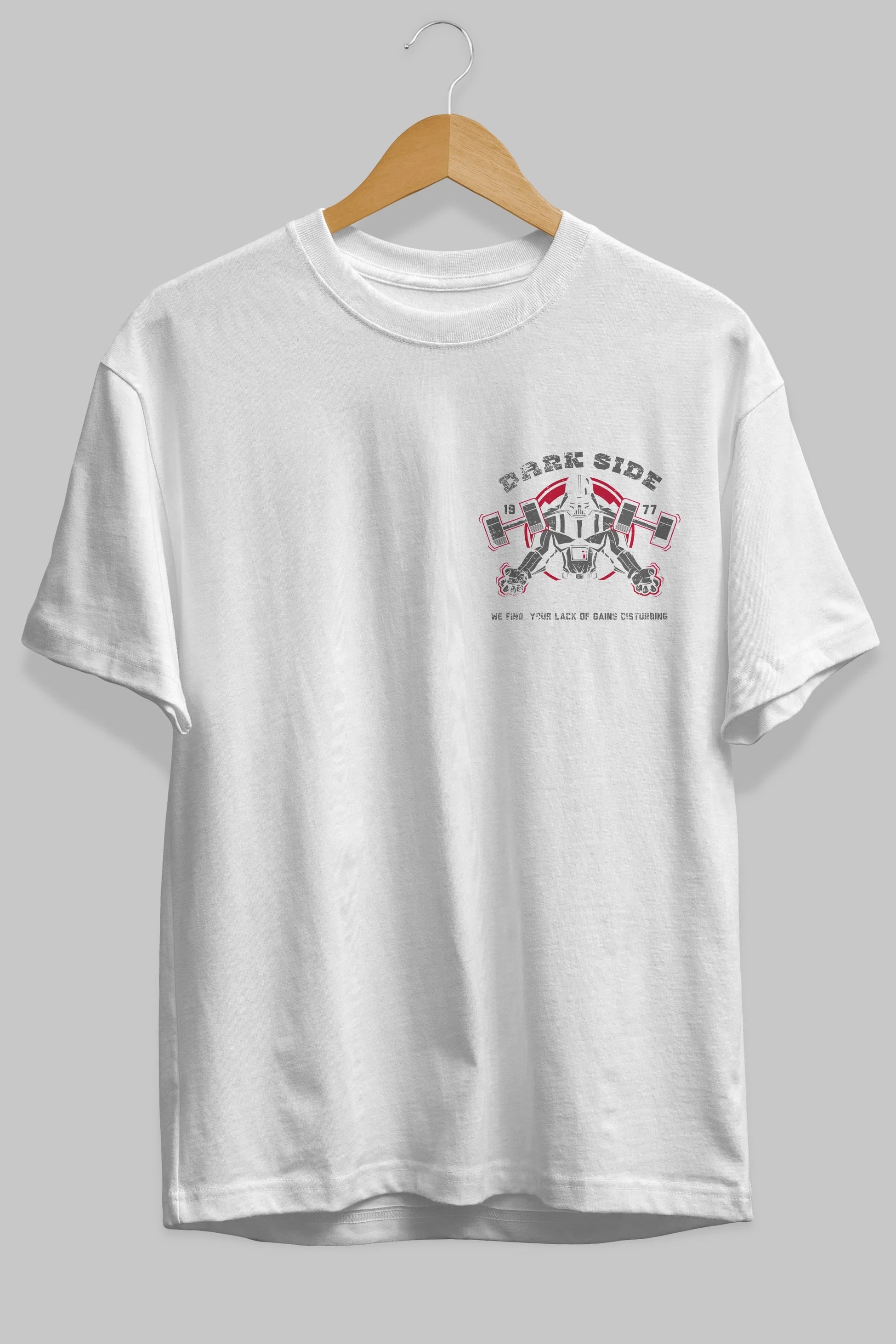 Darth Vader GYM Ön Sol Baskılı Oversize t-shirt Erkek Kadın Unisex %100 Pamuk Bisiklet Yaka tişort