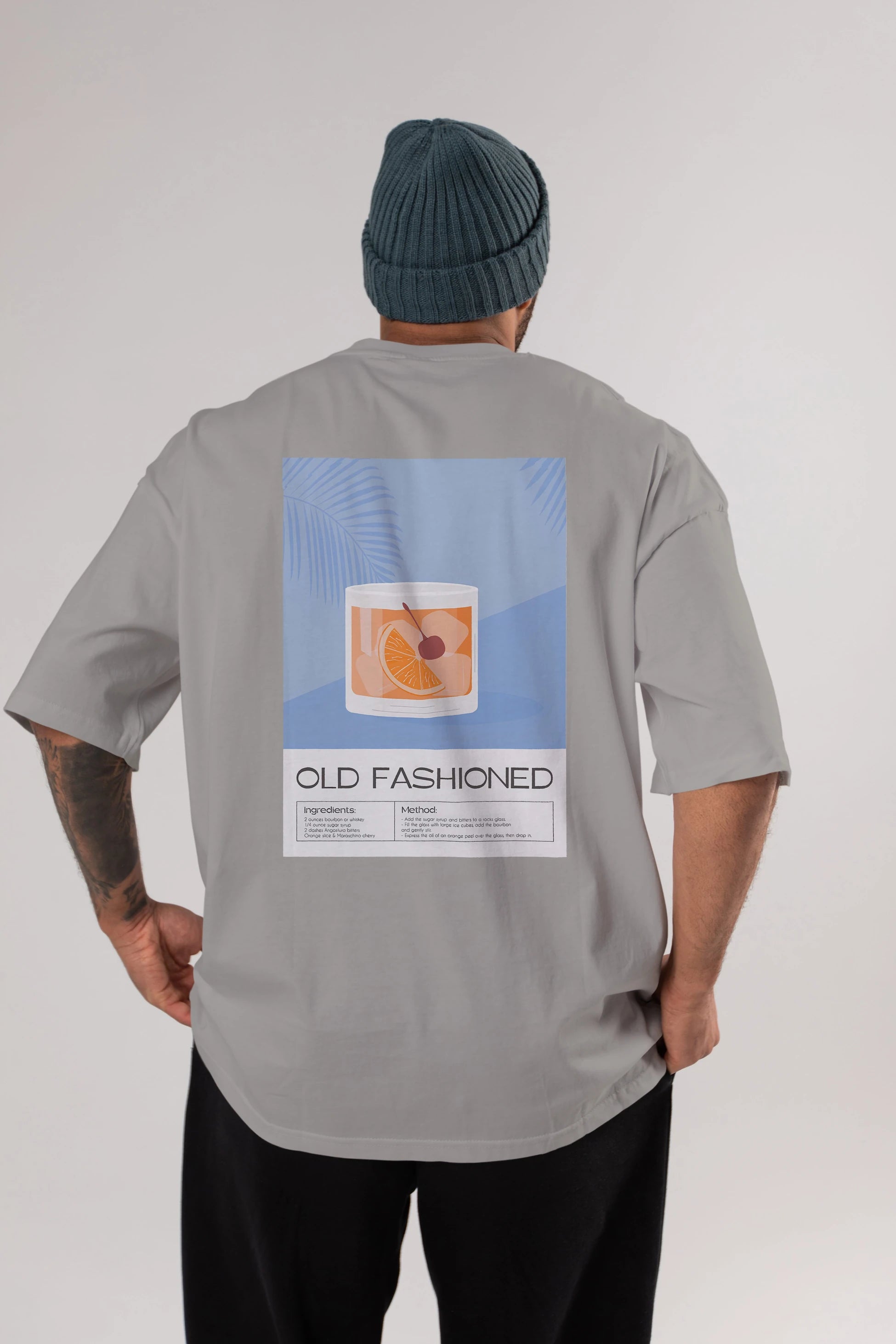 Old Fashioned 3 Arka Baskılı Oversize t-shirt Erkek Kadın Unisex %100 Pamuk Bisiklet Yaka tişort