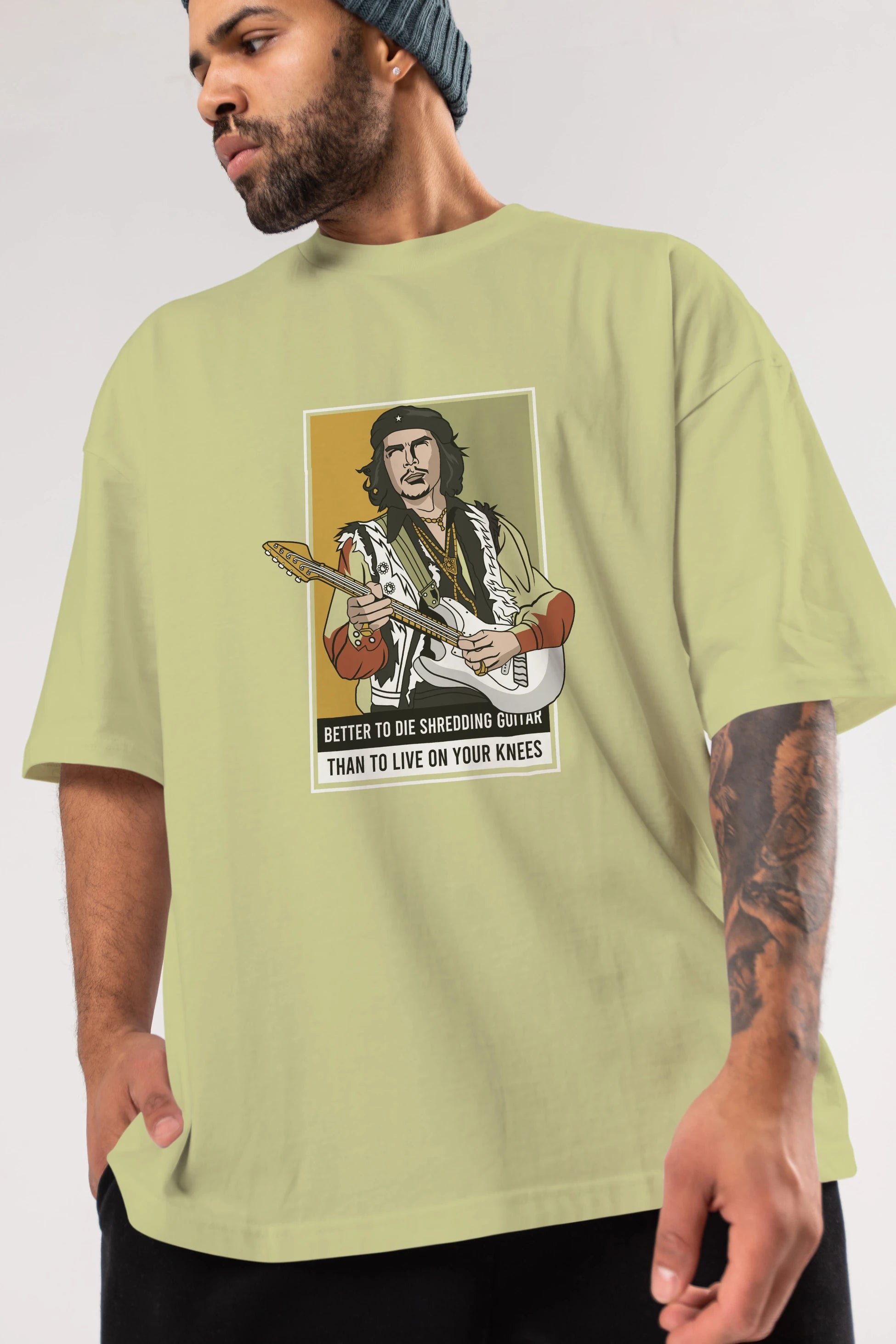 Che Guevara Hendrix Ön Baskılı Oversize t-shirt Erkek Kadın Unisex %100 Pamuk tişort