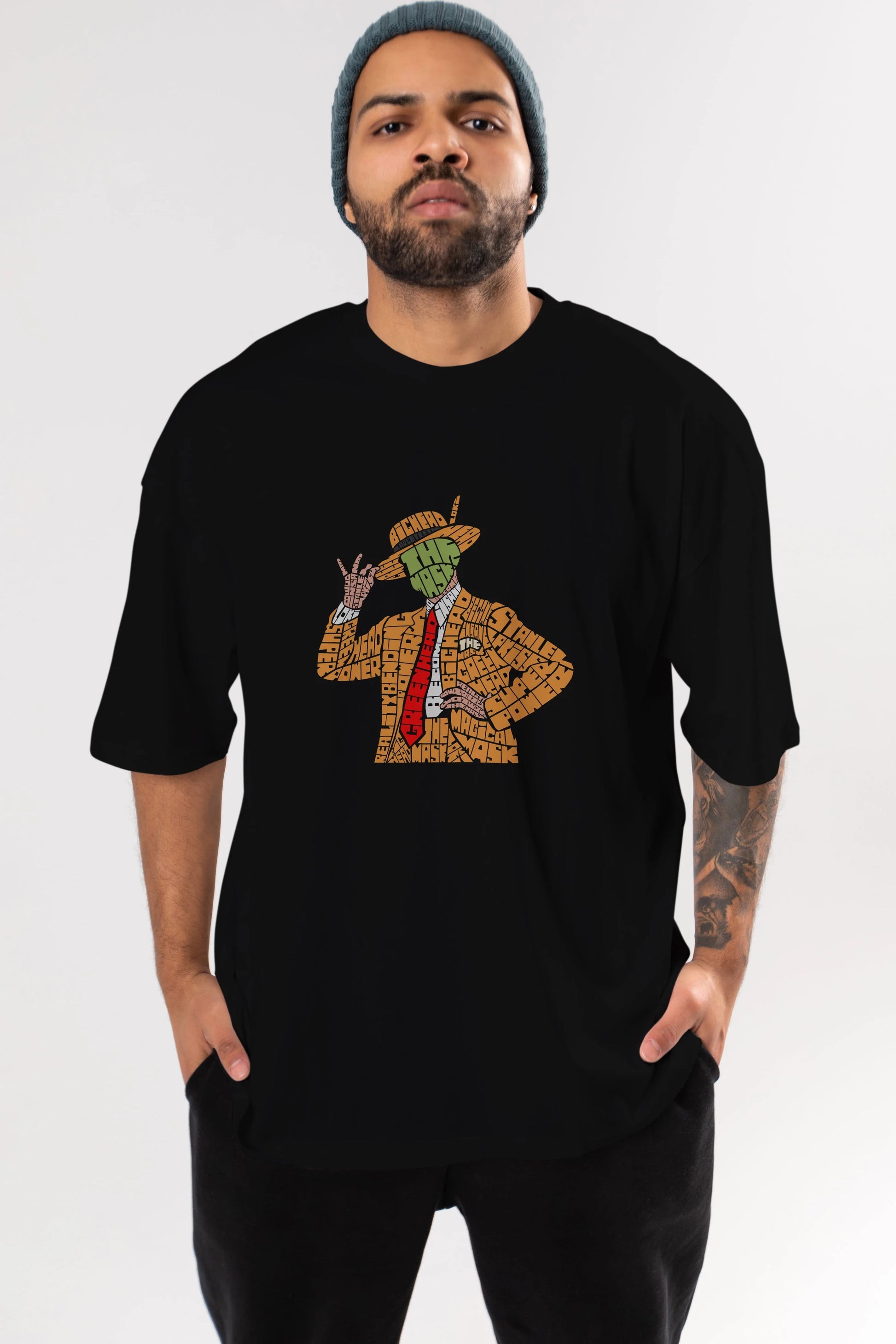 The Mask Ön Baskılı Oversize t-shirt %100 pamuk Erkek Kadın Unisex