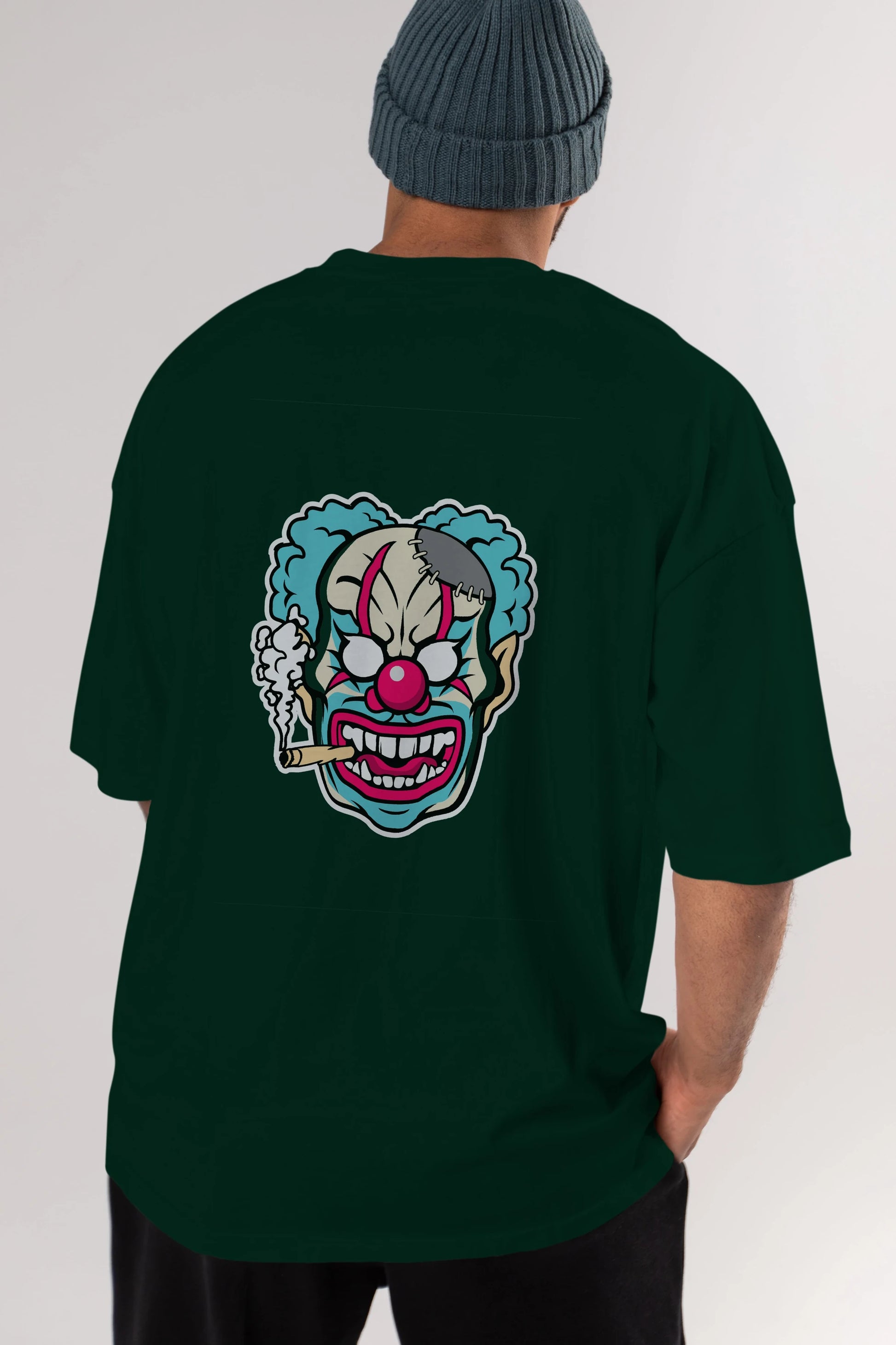 Clown Beast Arka Baskılı Oversize t-shirt Erkek Kadın Unisex %100 Pamuk tişort