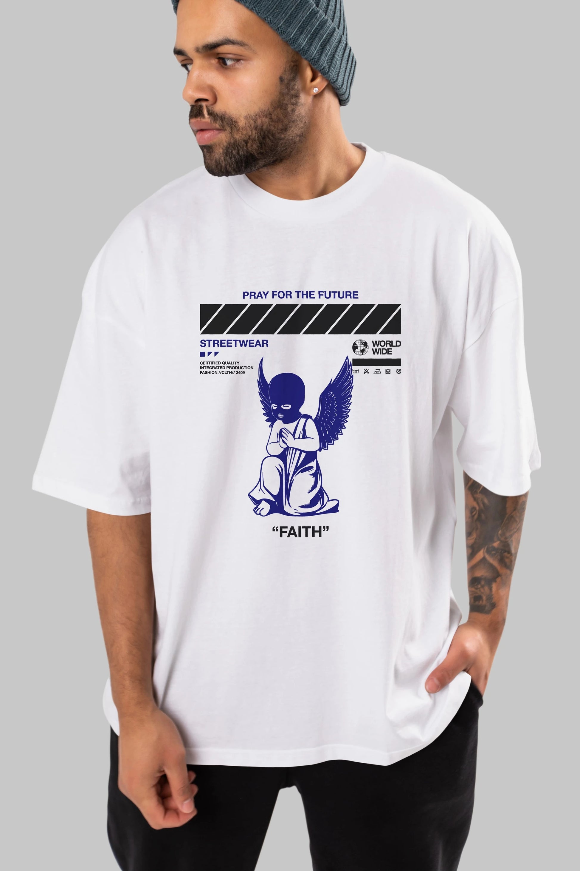 Pray for The Future Ön Baskılı Oversize t-shirt Erkek Kadın Unisex