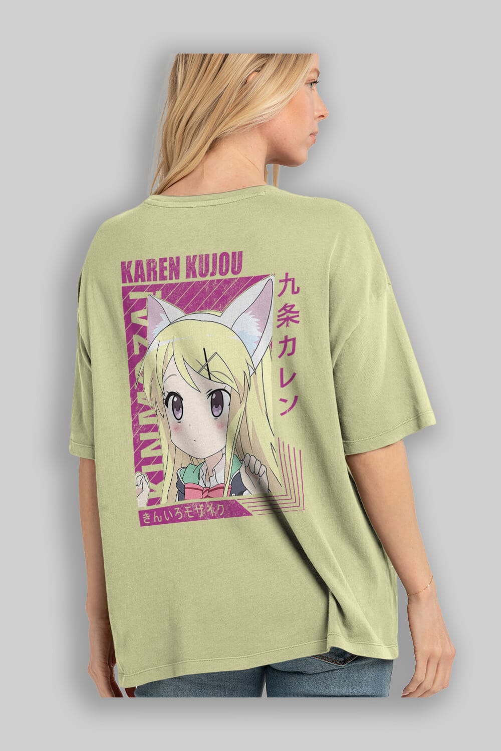 Karen Kujou 4 Anime Arka Baskılı Oversize t-shirt Erkek Kadın Unisex