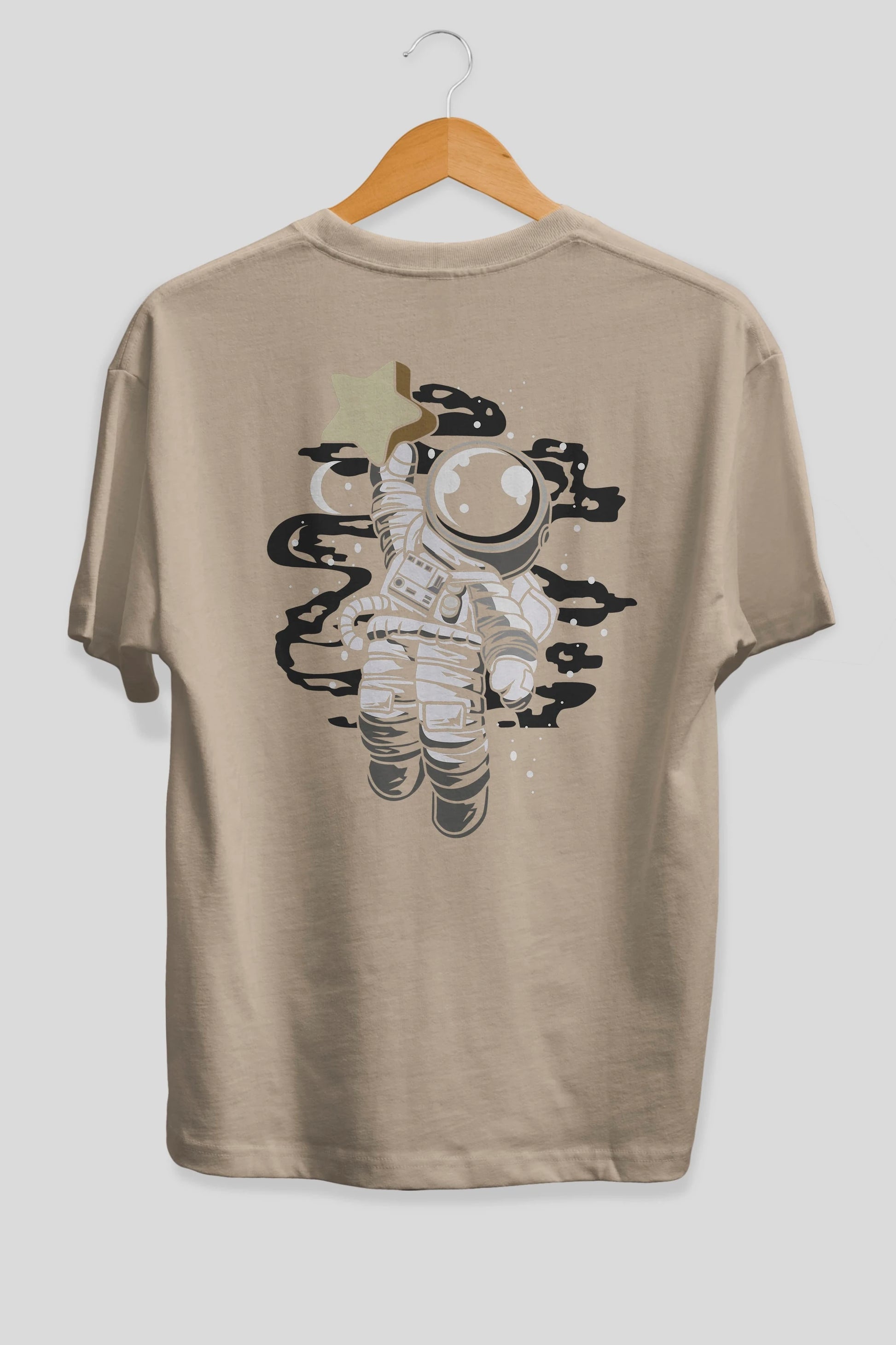Astronaut Reach The Star Arka Baskılı Oversize t-shirt Erkek Kadın Unisex
