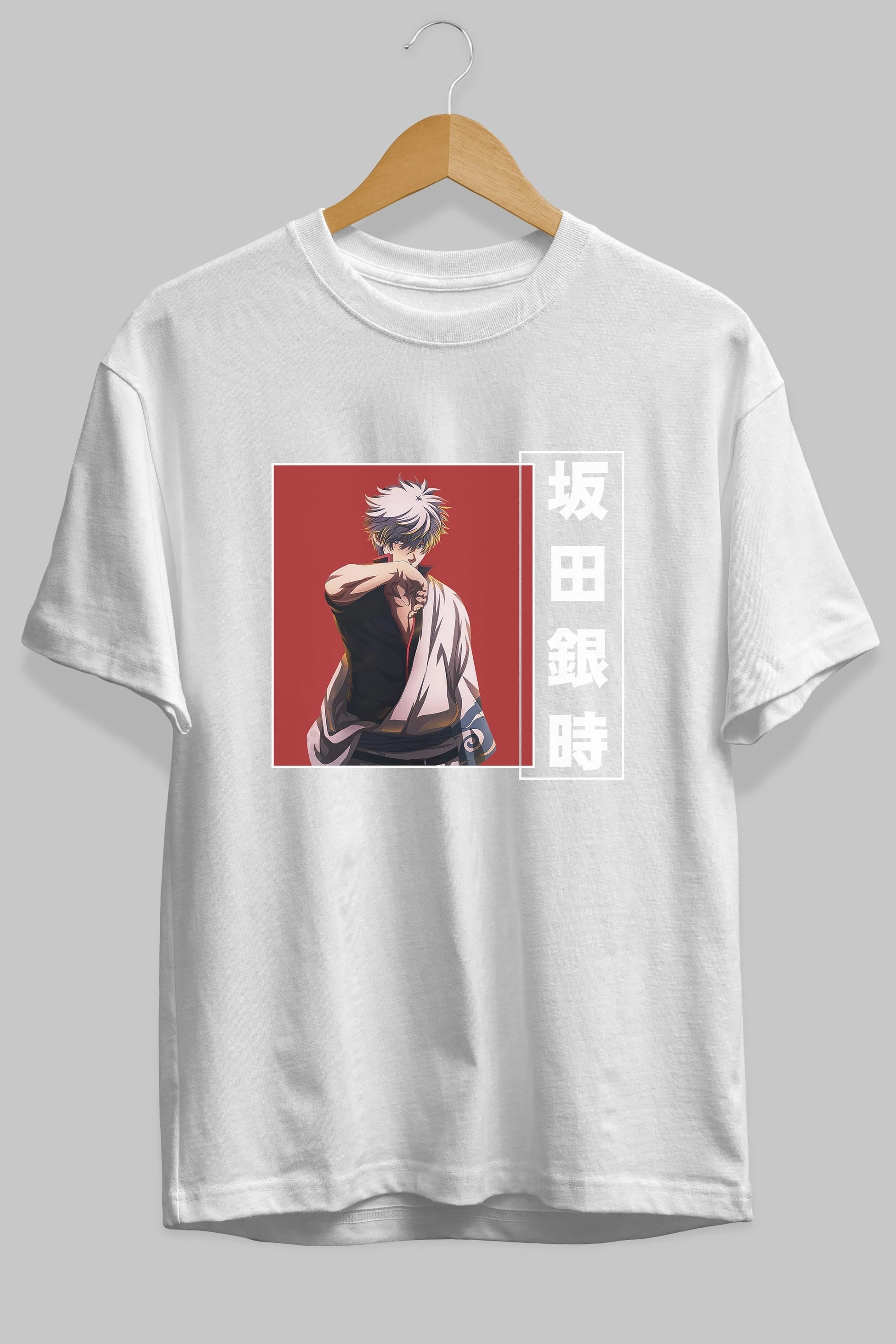 Gintoki Sakata GINTAMA 1 Anime Ön Baskılı Oversize t-shirt %100 pamuk Erkek Kadın Unisex