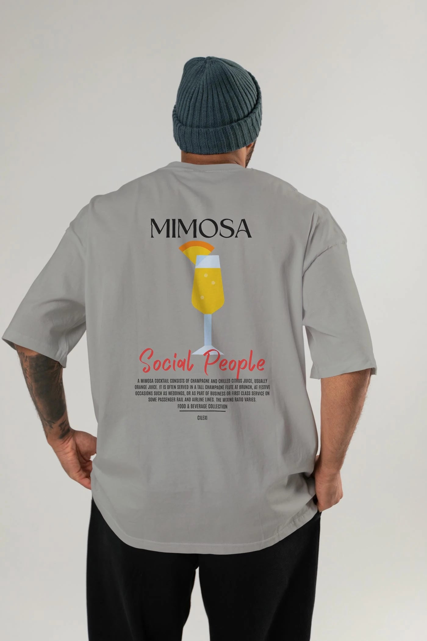 Mimosa Kokteyl Serisi Baskılı Oversize t-shirt Erkek Kadın Unisex %100 Pamuk Bisiklet Yaka tişort