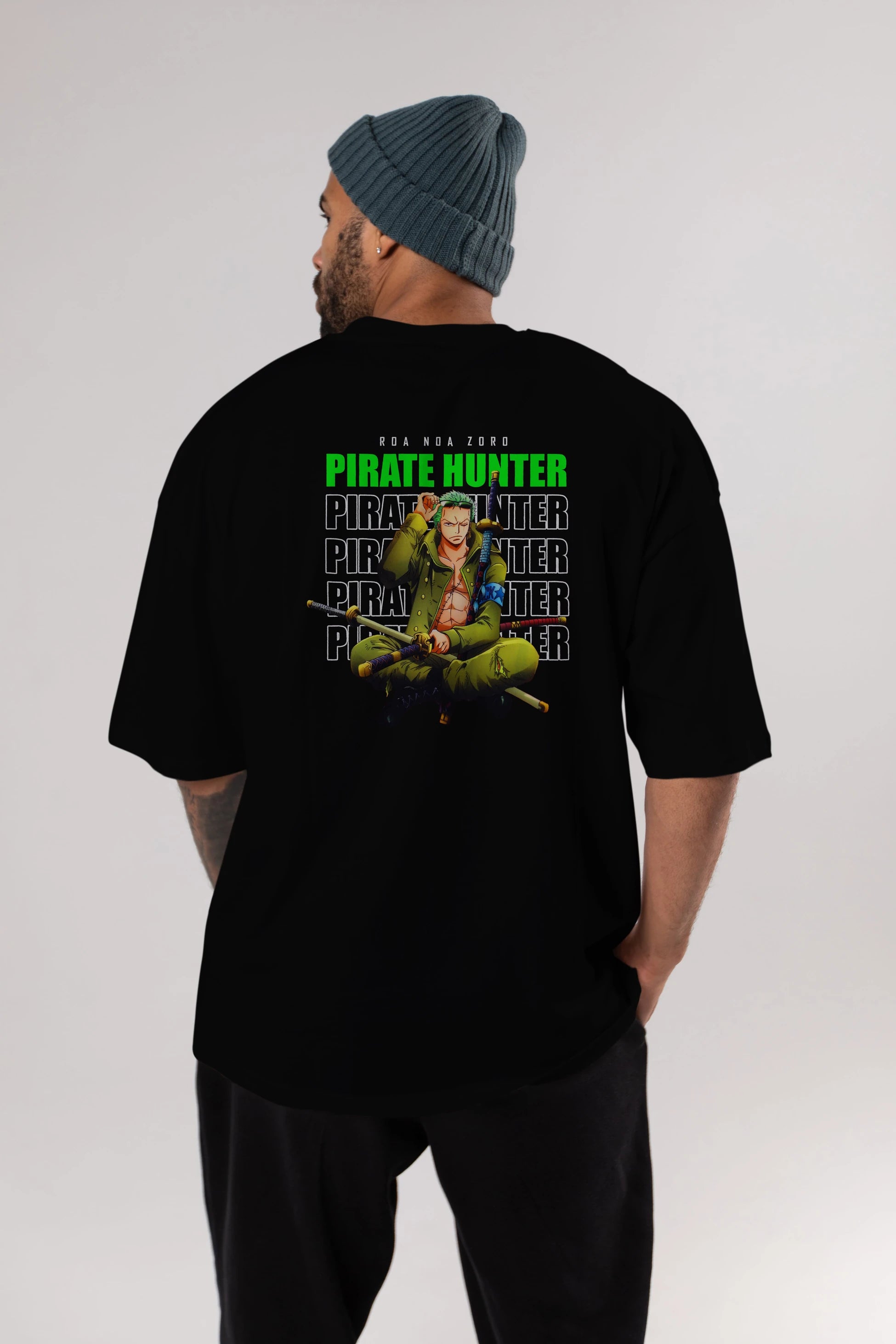 Roronoa Zoro 4 Anime Arka Baskılı Oversize t-shirt Erkek Kadın Unisex %100 pamuk tişort