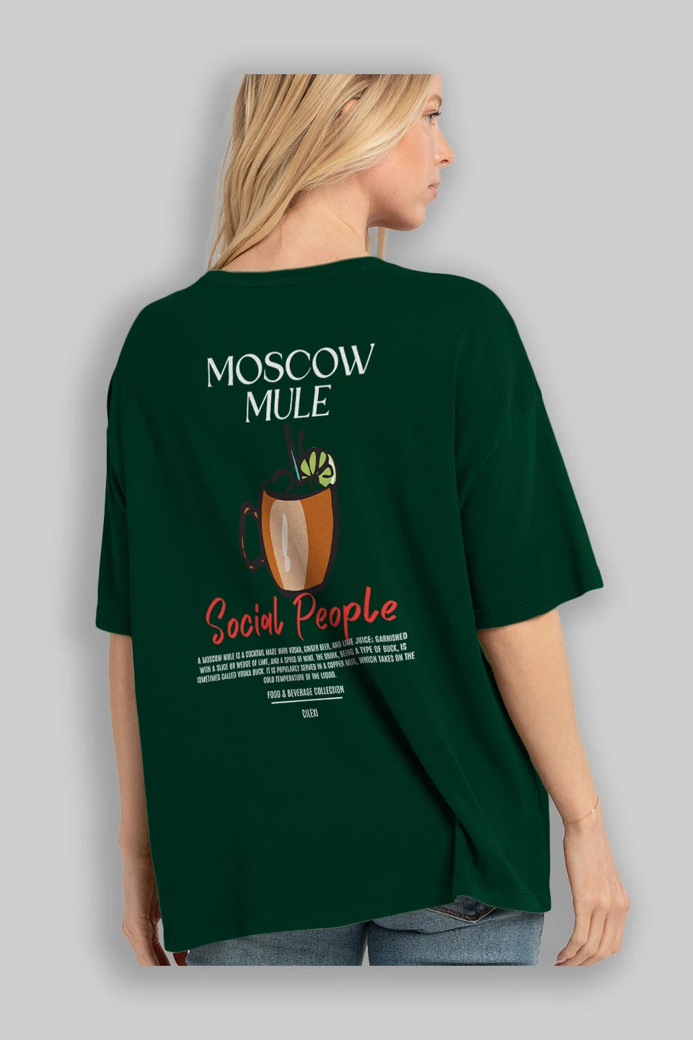 Moscow Mule Kokteyl Serisi Baskılı Oversize t-shirt Erkek Kadın Unisex %100 Pamuk Bisiklet Yaka tişort