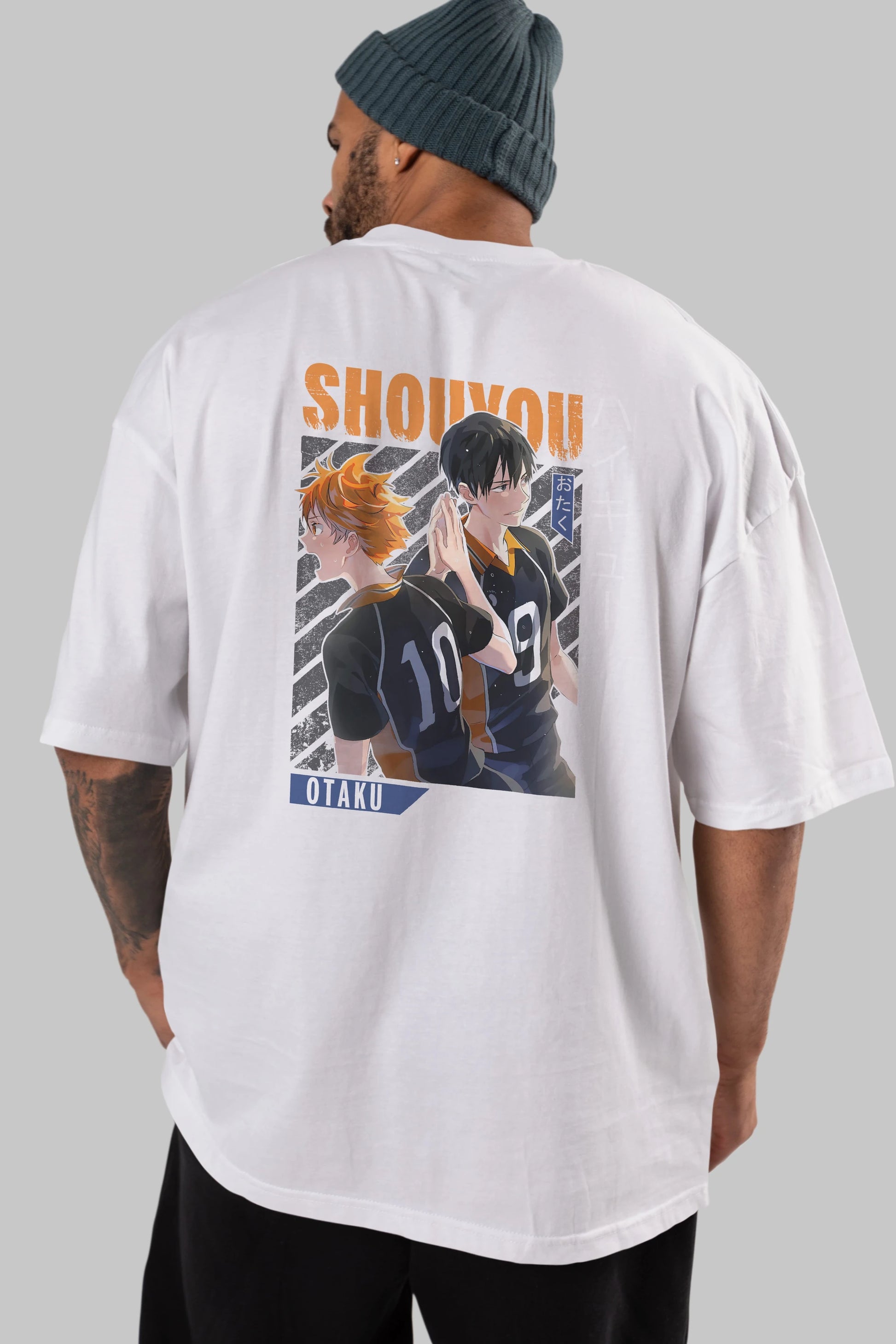Shouyou Hinata 12 Anime Arka Baskılı Oversize t-shirt Erkek Kadın Unisex
