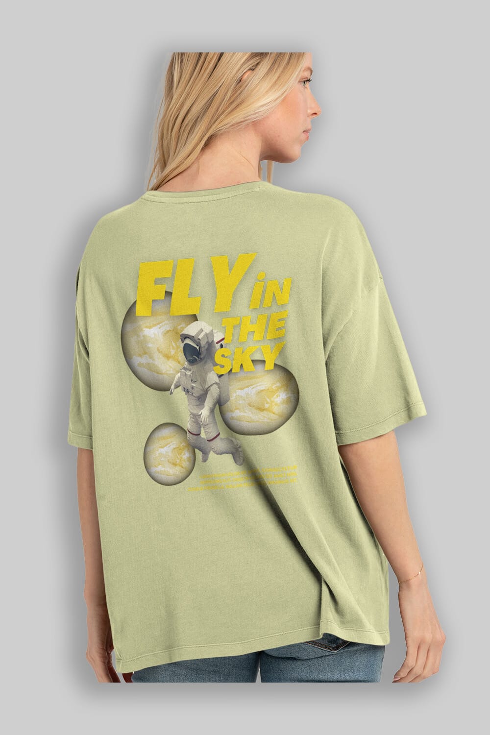 Fly in The Sky Arka Baskılı Oversize t-shirt Erkek Kadın Unisex