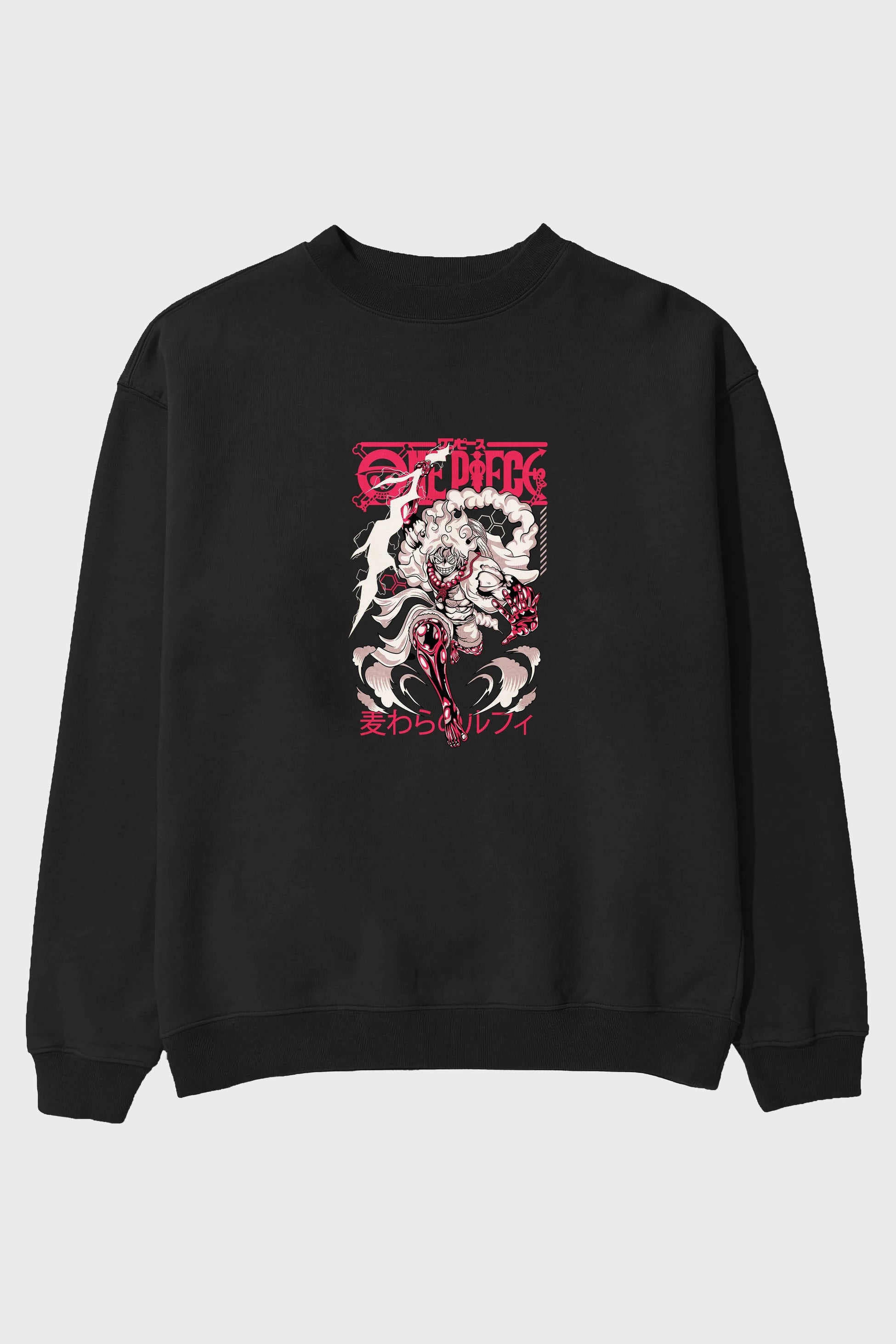 MONKEY D. LUFF-ONE PIECE 1 Anime Ön Baskılı Oversize Sweatshirt Erkek Kadın Unisex