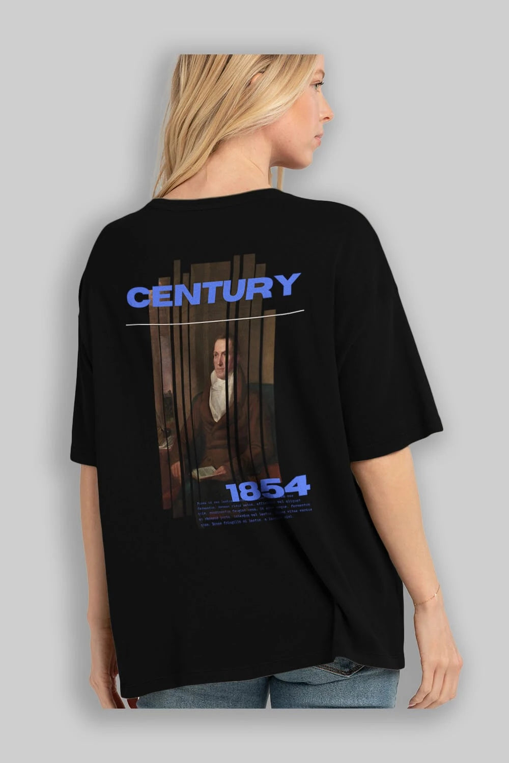 Century 1854 Yazılı Arka Baskılı Oversize t-shirt Erkek Kadın Unisex