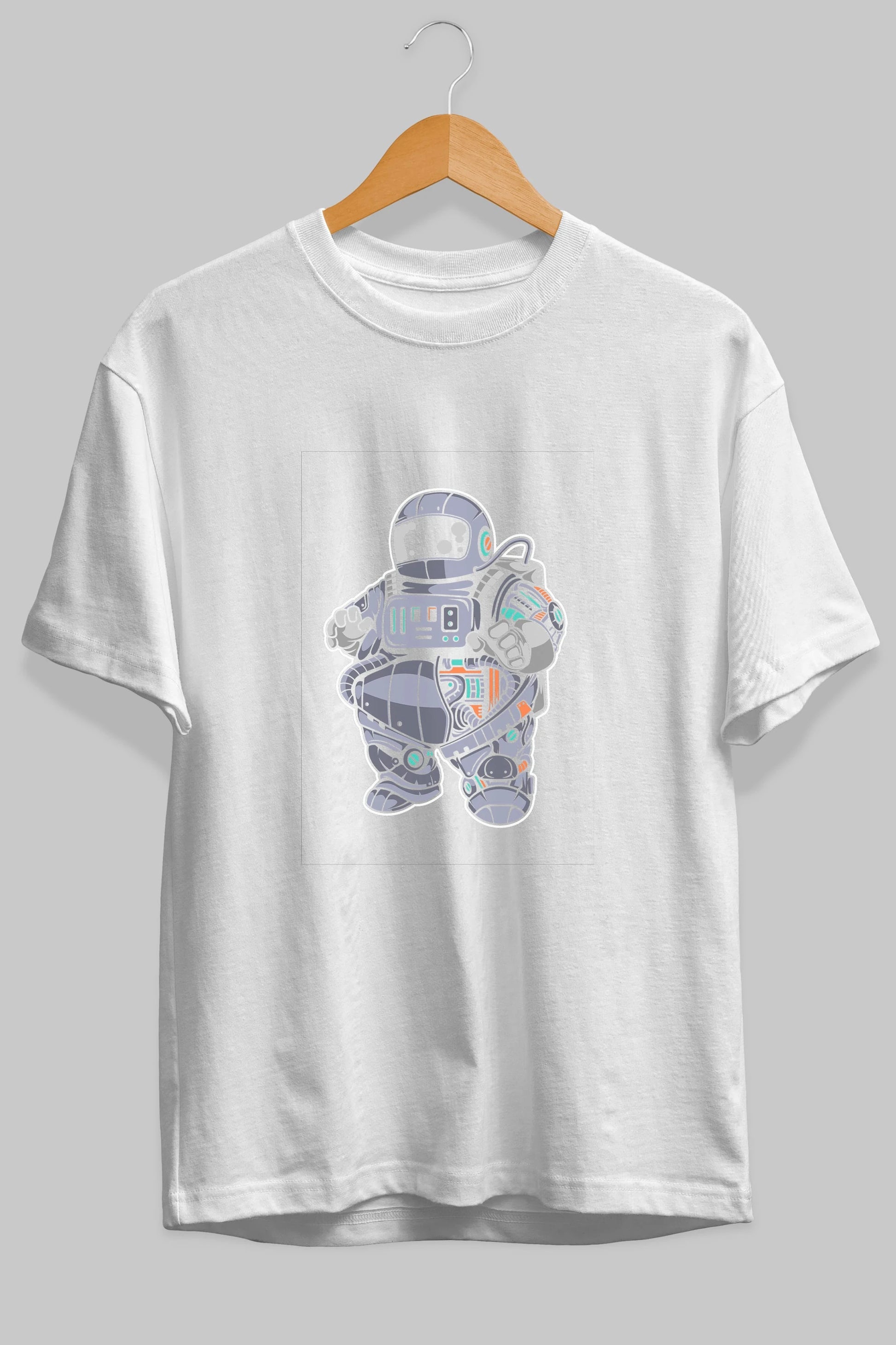 Fat Astronaut Robot Ön Baskılı Oversize t-shirt Erkek Kadın Unisex