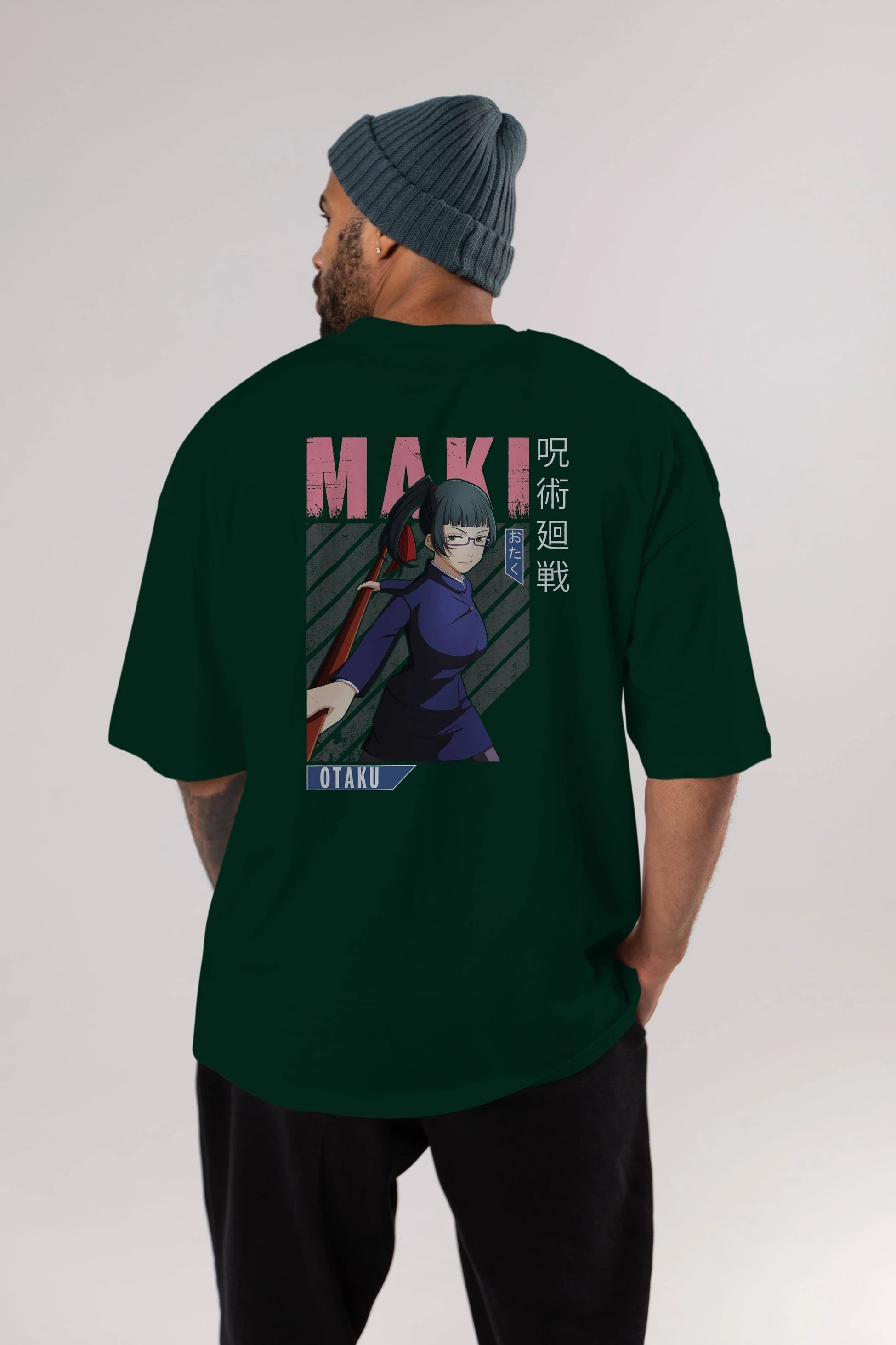 Maki Zenin CHAINSAWMAN Anime Arka Baskılı Oversize t-shirt Erkek Kadın Unisex