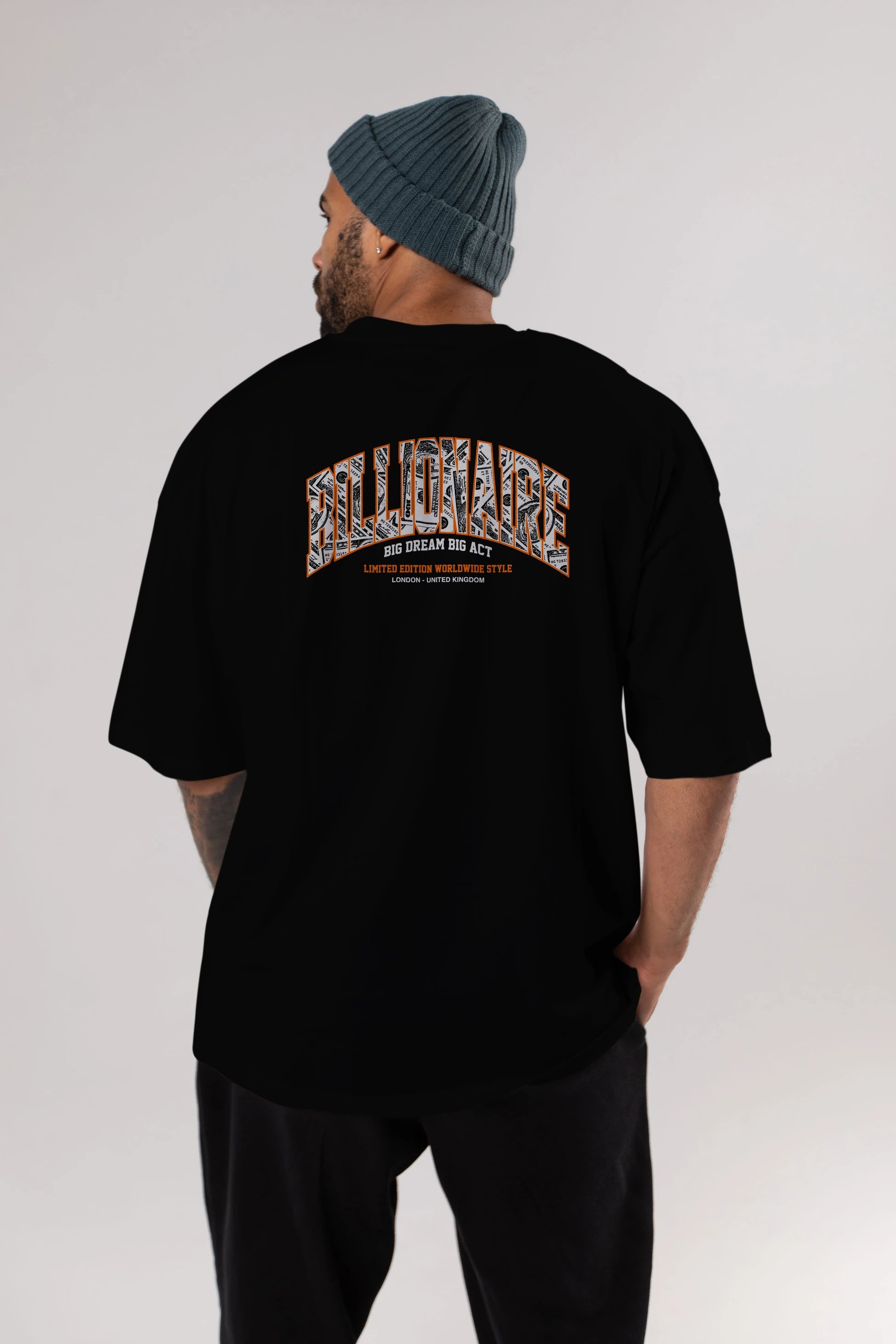 Billionaire Arka Baskılı Oversize t-shirt Erkek Kadın Unisex