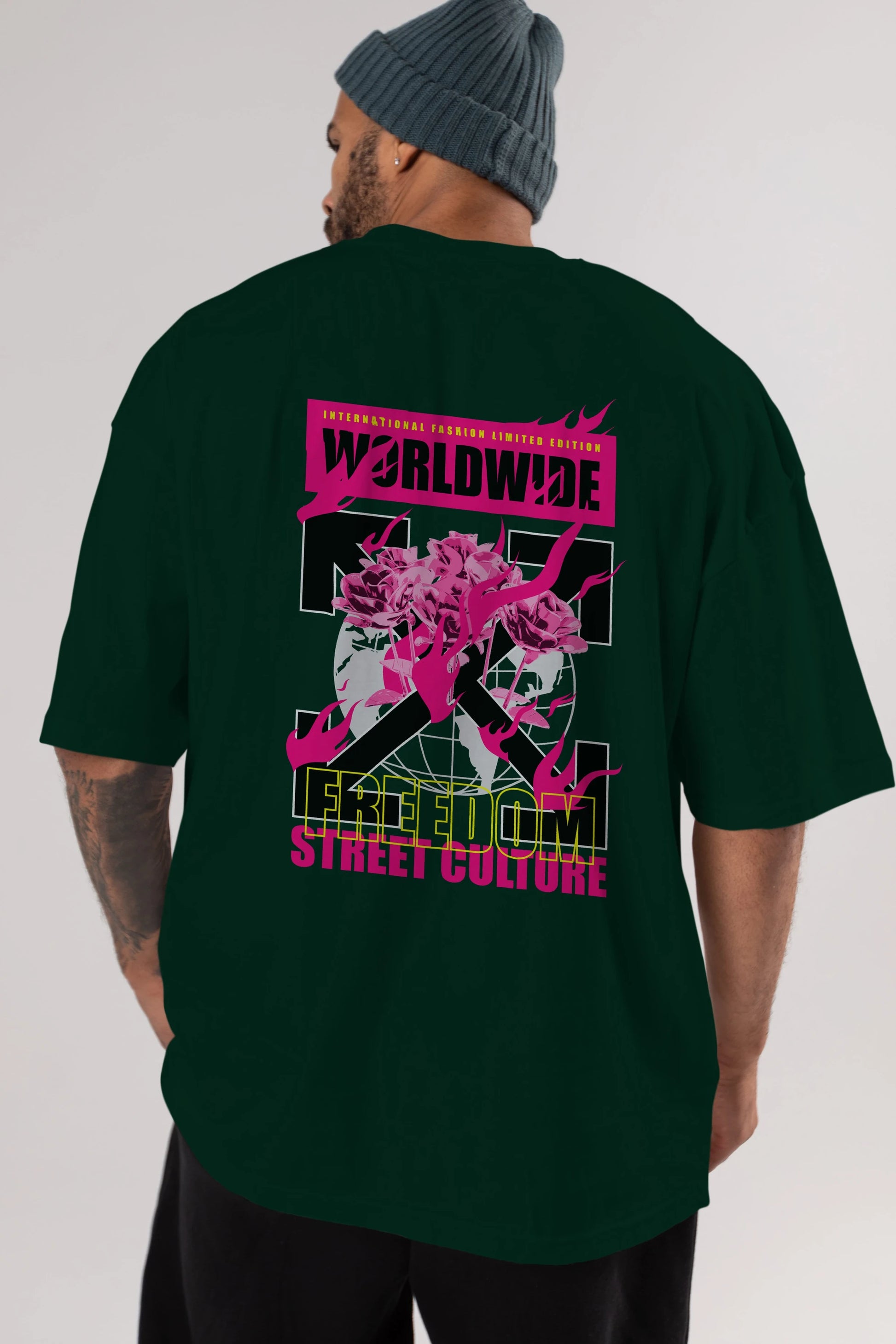 Freedom Street Culture Arka Baskılı Oversize t-shirt Erkek Kadın Unisex