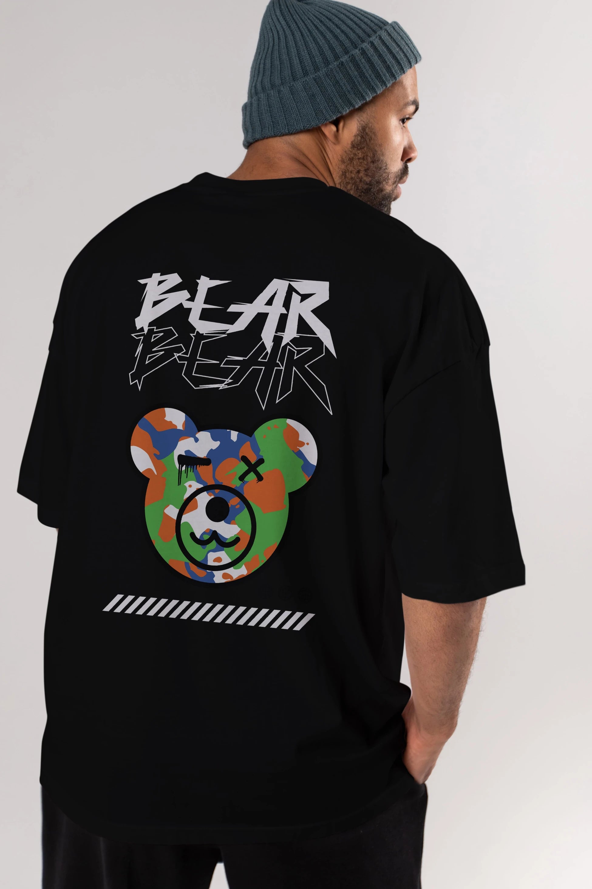 Bear Bear Arka Baskılı Oversize t-shirt Erkek Kadın Unisex