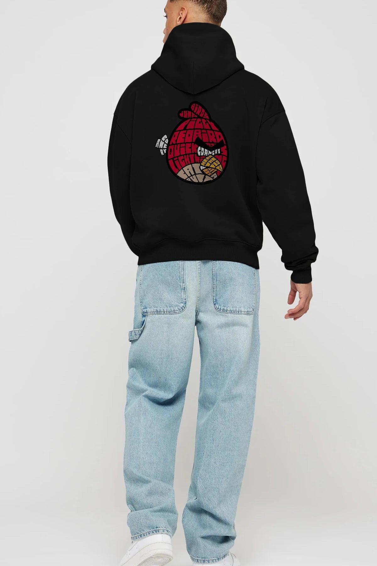 Bird With Anger Arka Baskılı Hoodie Oversize Kapüşonlu Sweatshirt Erkek Kadın Unisex