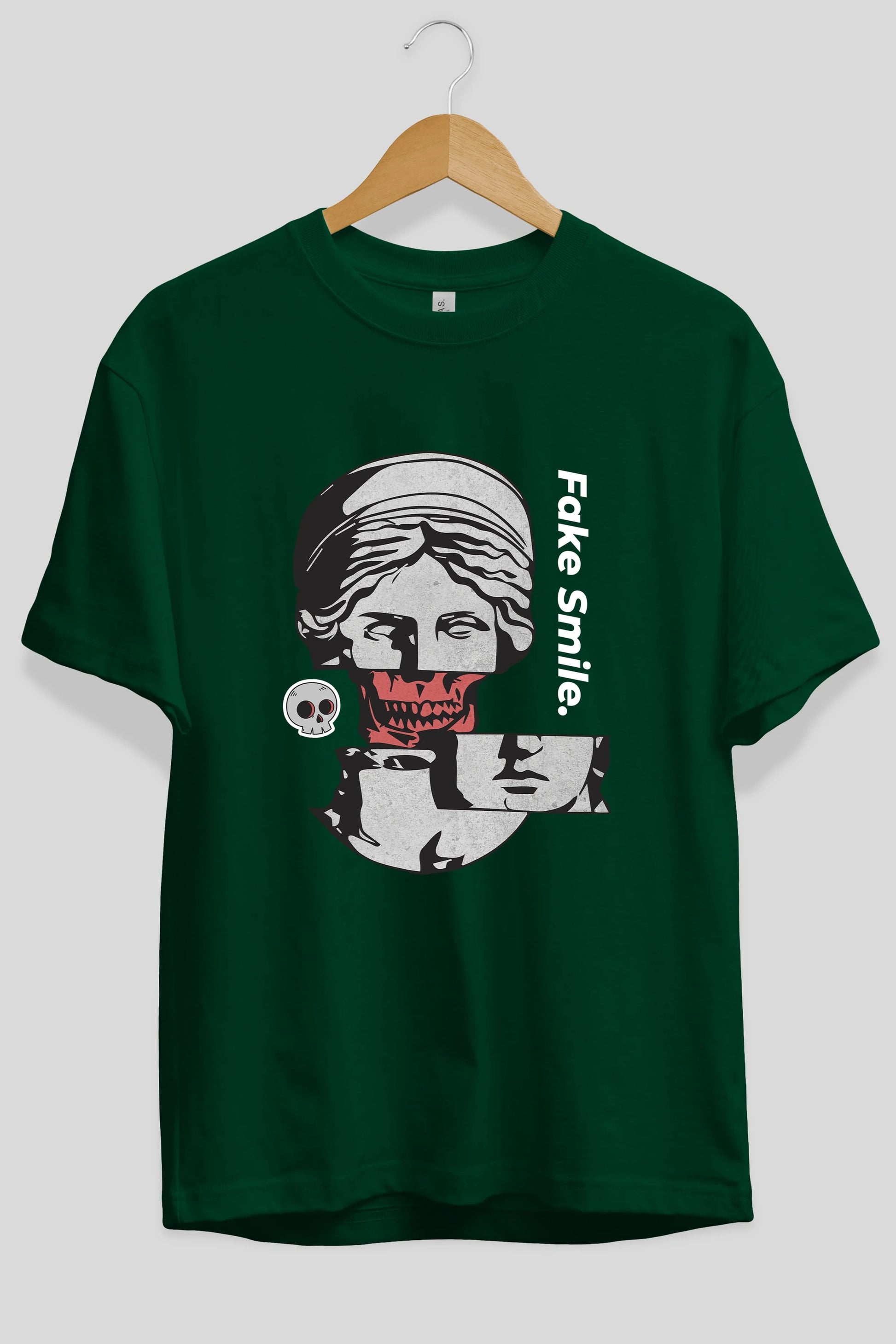 Fake Smile Yazılı Ön Baskılı Oversize t-shirt Erkek Kadın Unisex