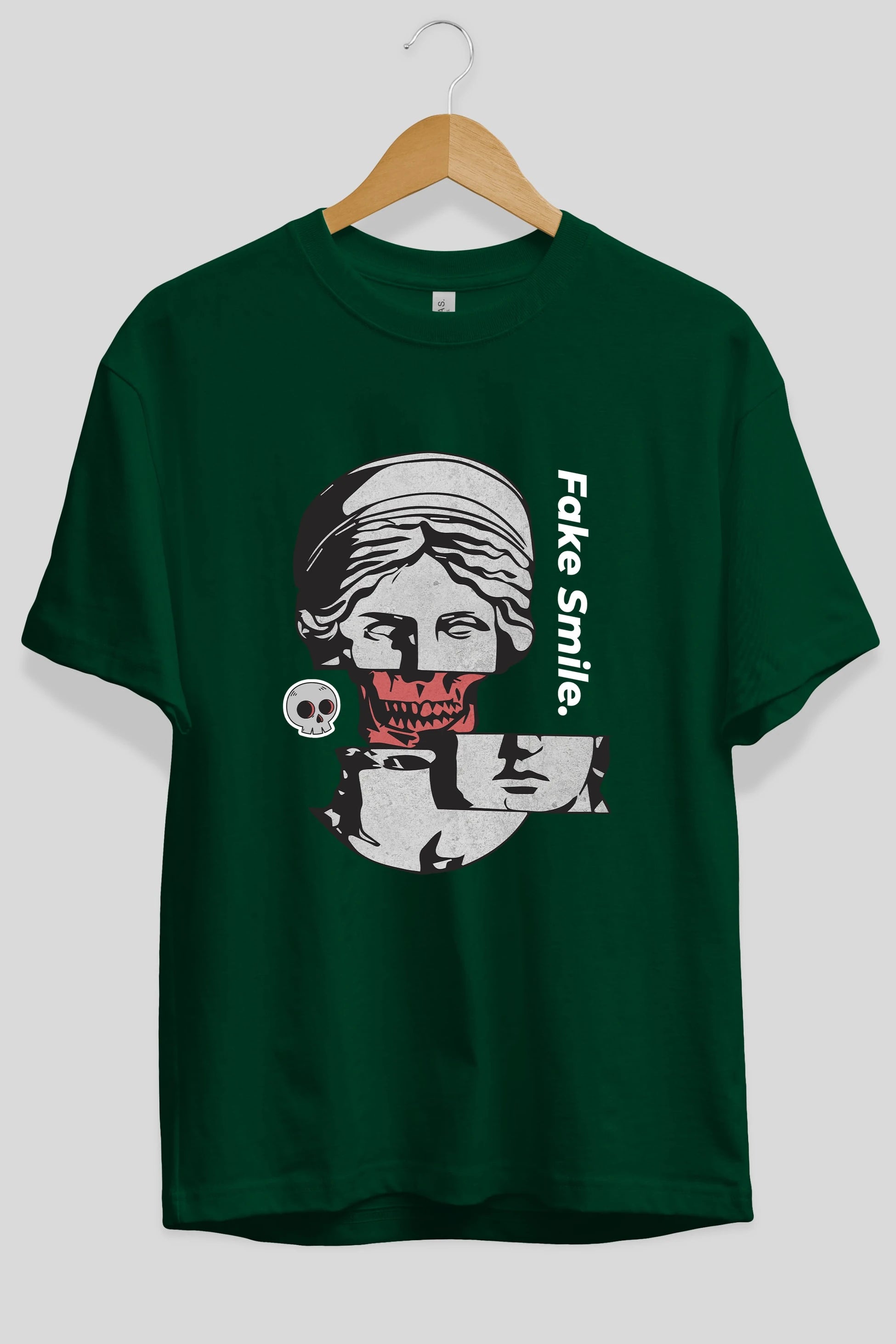Fake Smile Yazılı Ön Baskılı Oversize t-shirt Erkek Kadın Unisex