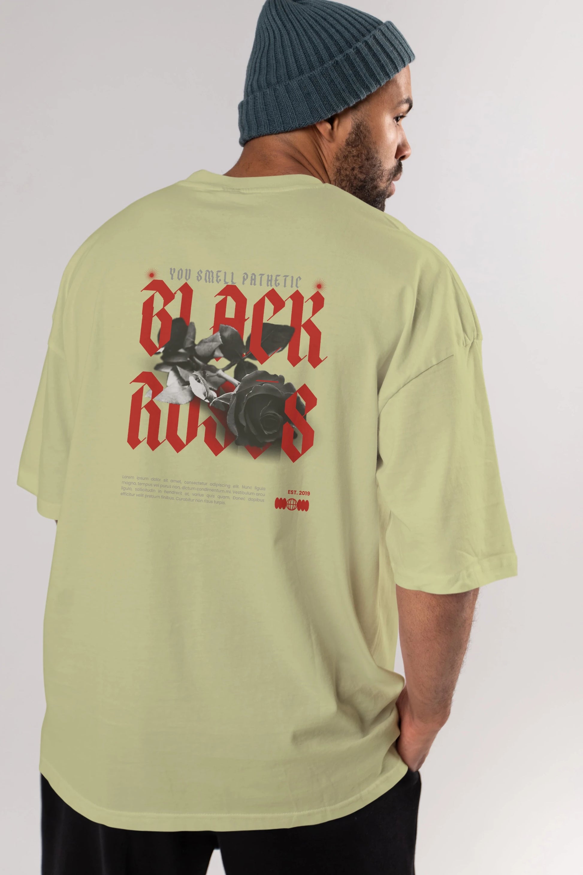 Black Roses Arka Baskılı Oversize t-shirt Erkek Kadın Unisex