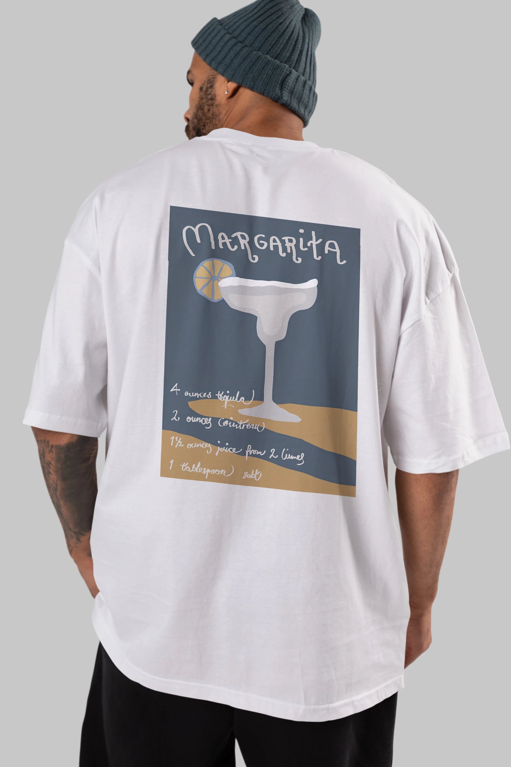 Margarita 2 Arka Baskılı Oversize t-shirt Erkek Kadın Unisex %100 Pamuk Bisiklet Yaka tişort