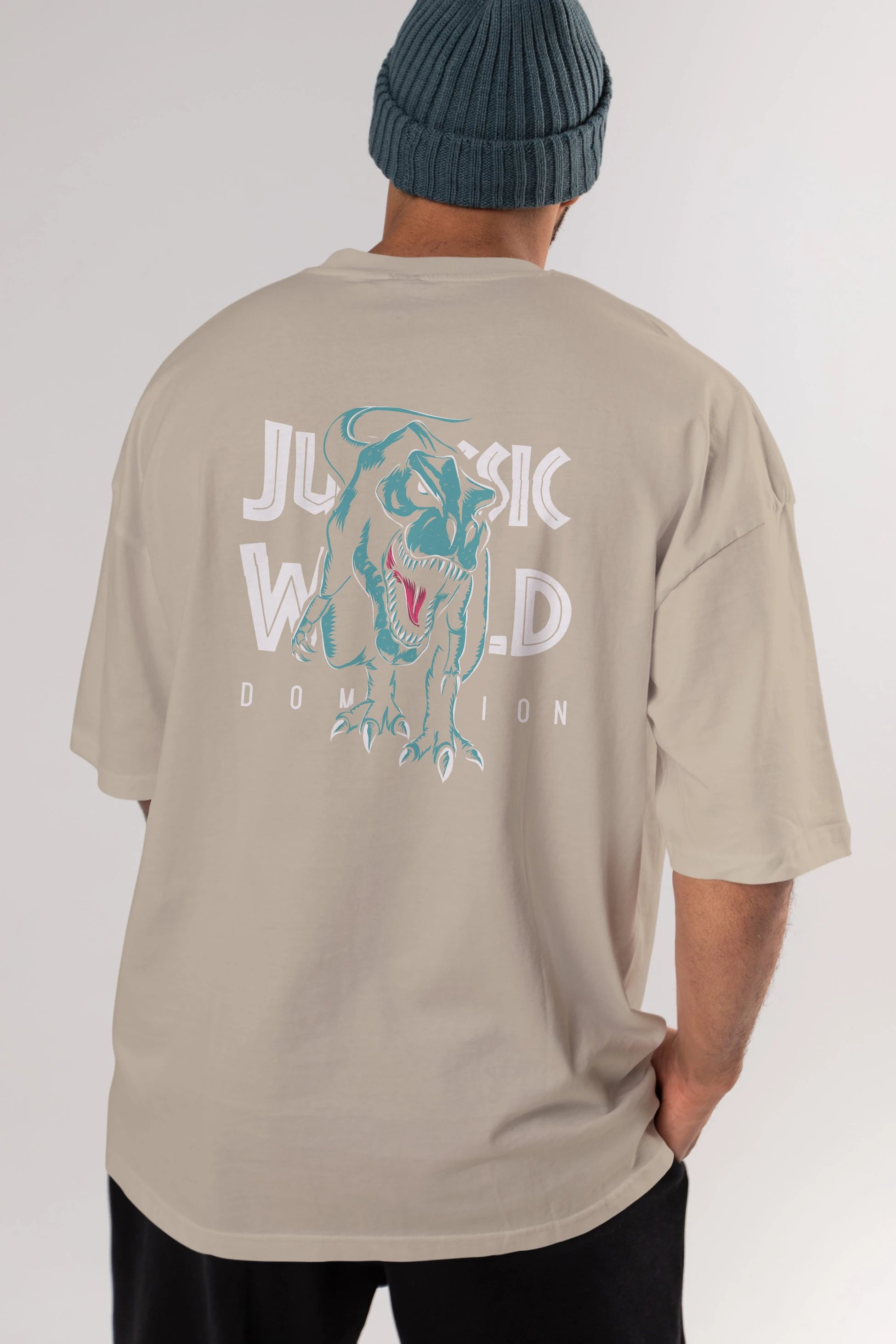 Jurassic Park (1) Arka Baskılı Oversize t-shirt Erkek Kadın Unisex %100 Pamuk Bisiklet Yaka tişort