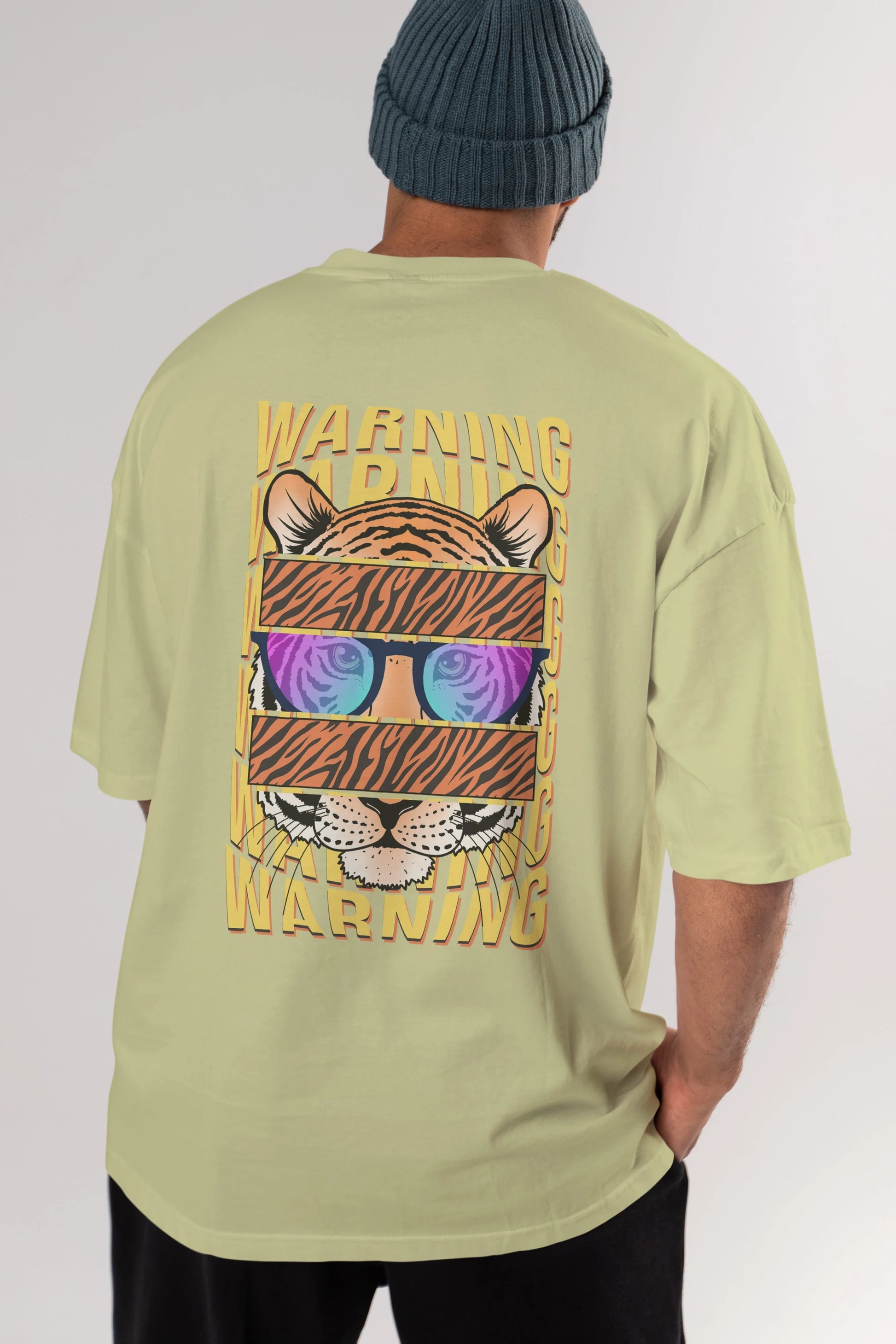 Warning Yazılı Arka Baskılı Oversize t-shirt Erkek Kadın Unisex