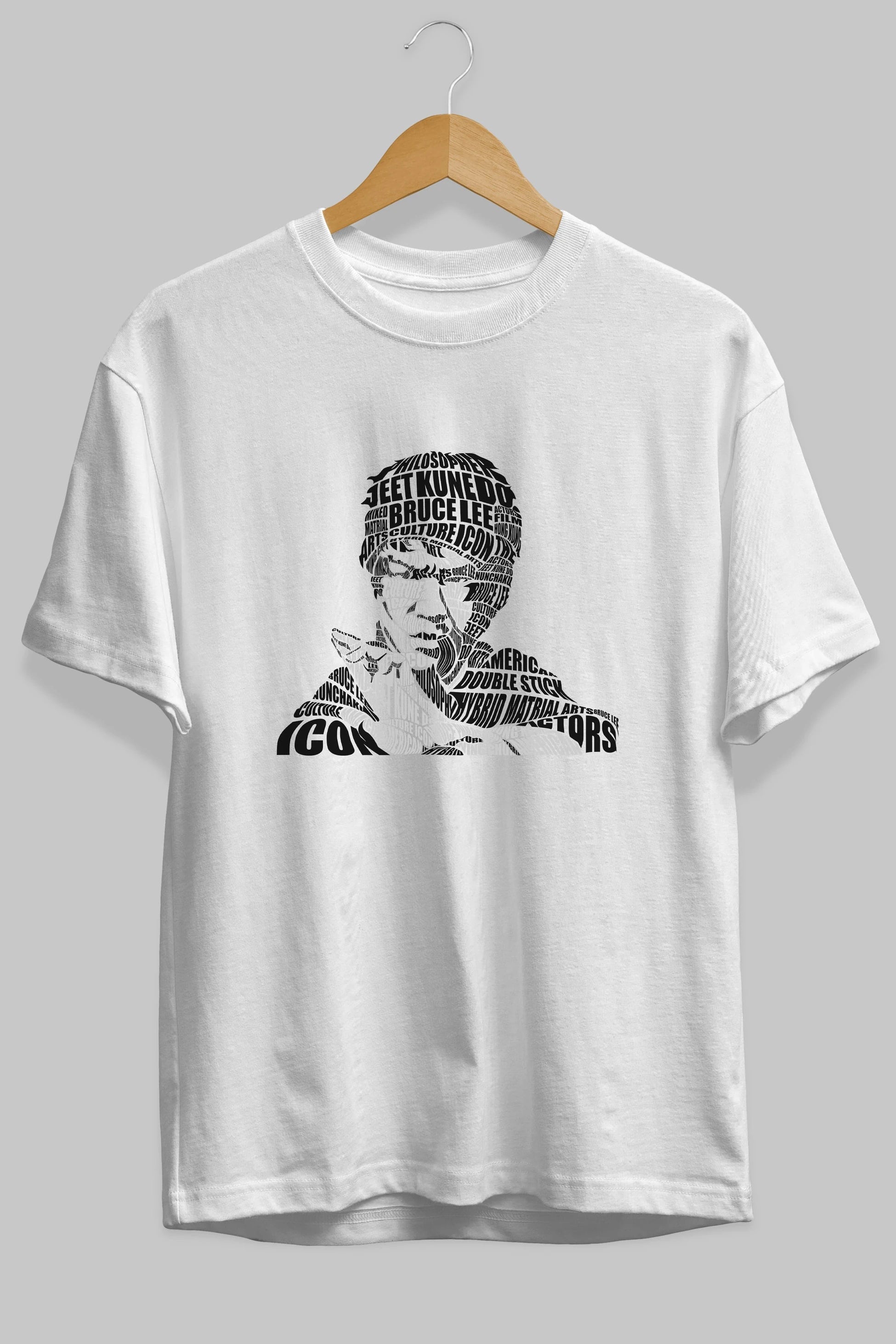 Bruce Lee Calligram Ön Baskılı Oversize t-shirt %100 pamuk Erkek Kadın Unisex