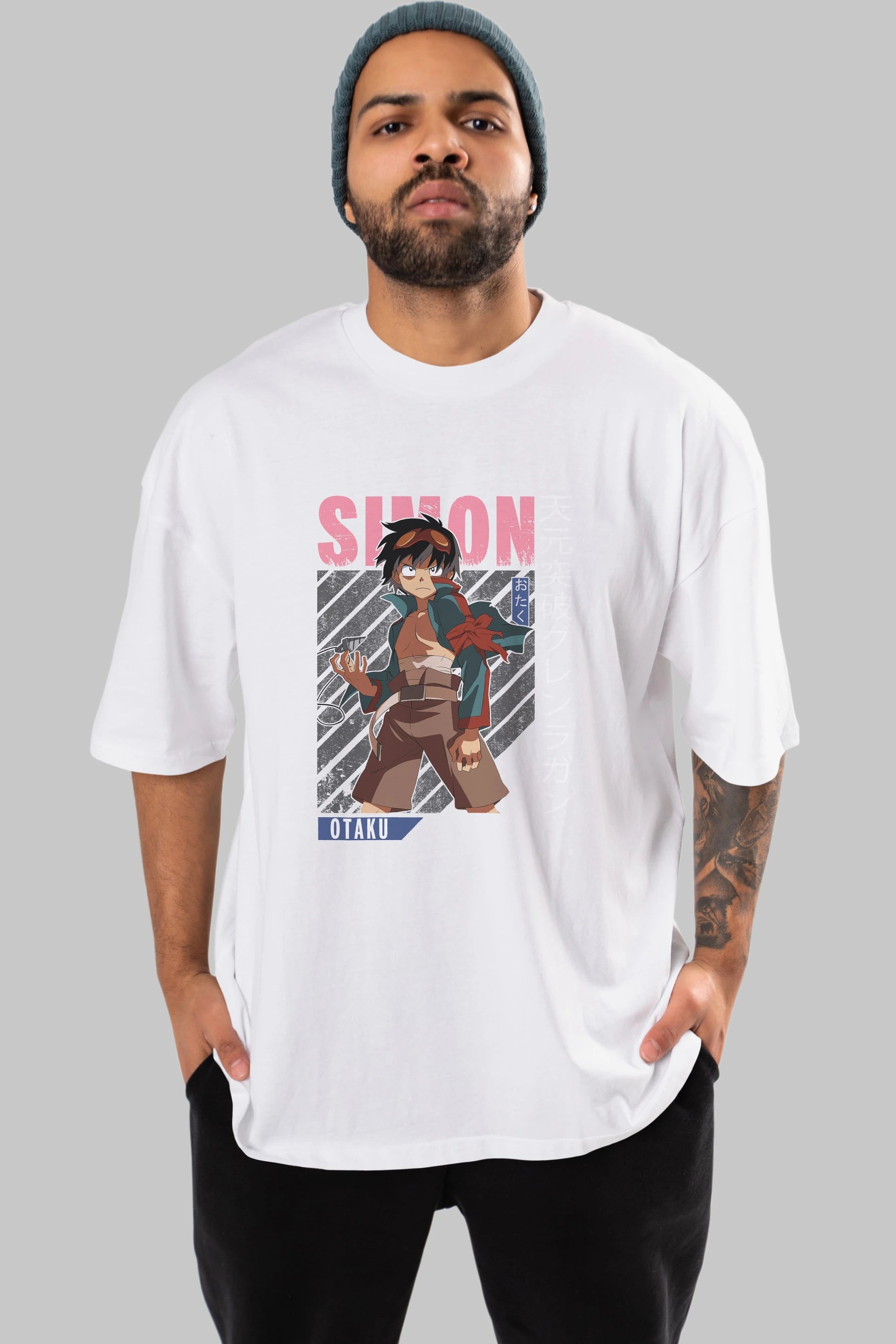Simon 5 Anime Ön Baskılı Oversize t-shirt %100 pamuk Erkek Kadın Unisex