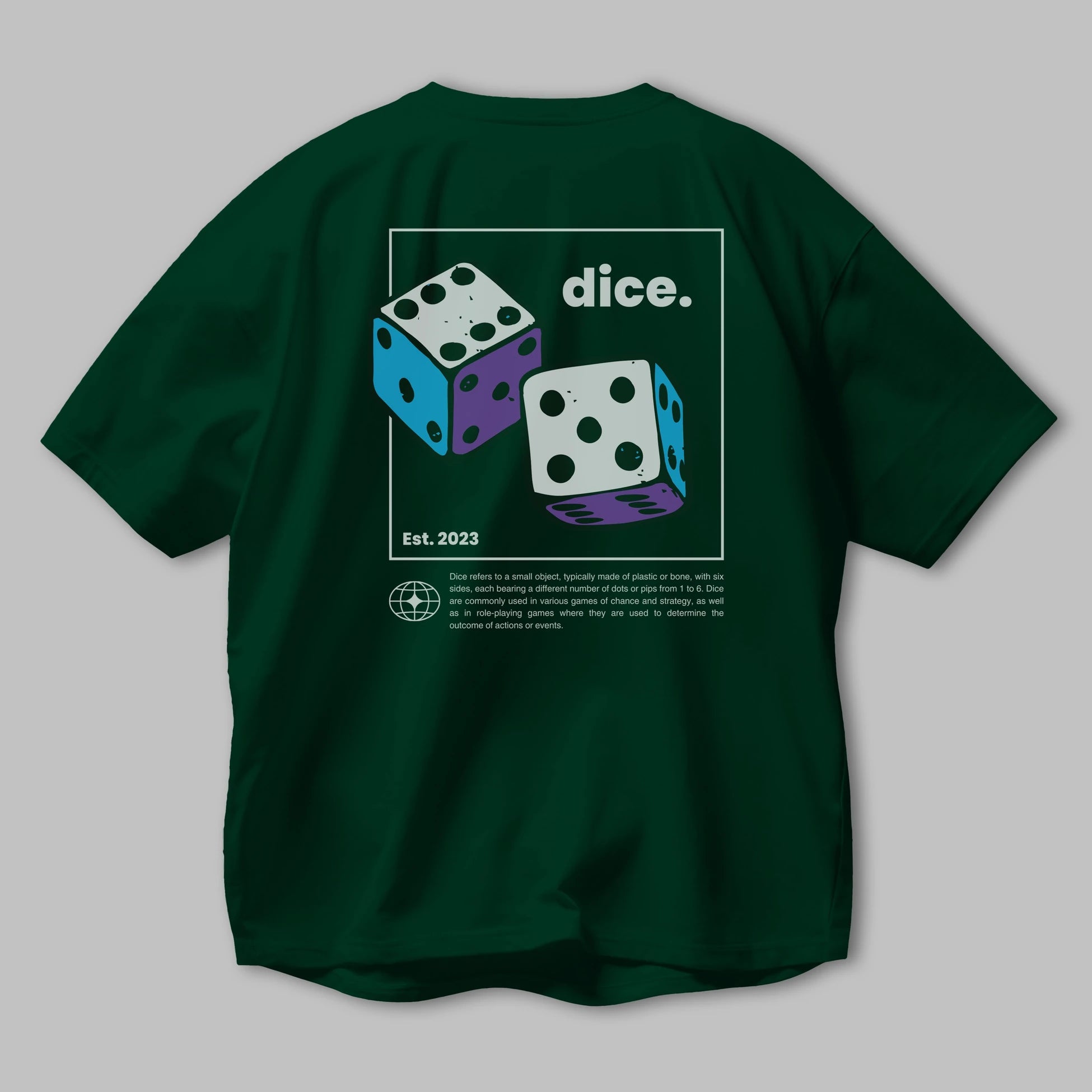 Dice Yazılı Arka Baskılı Oversize t-shirt Erkek Kadın Unisex