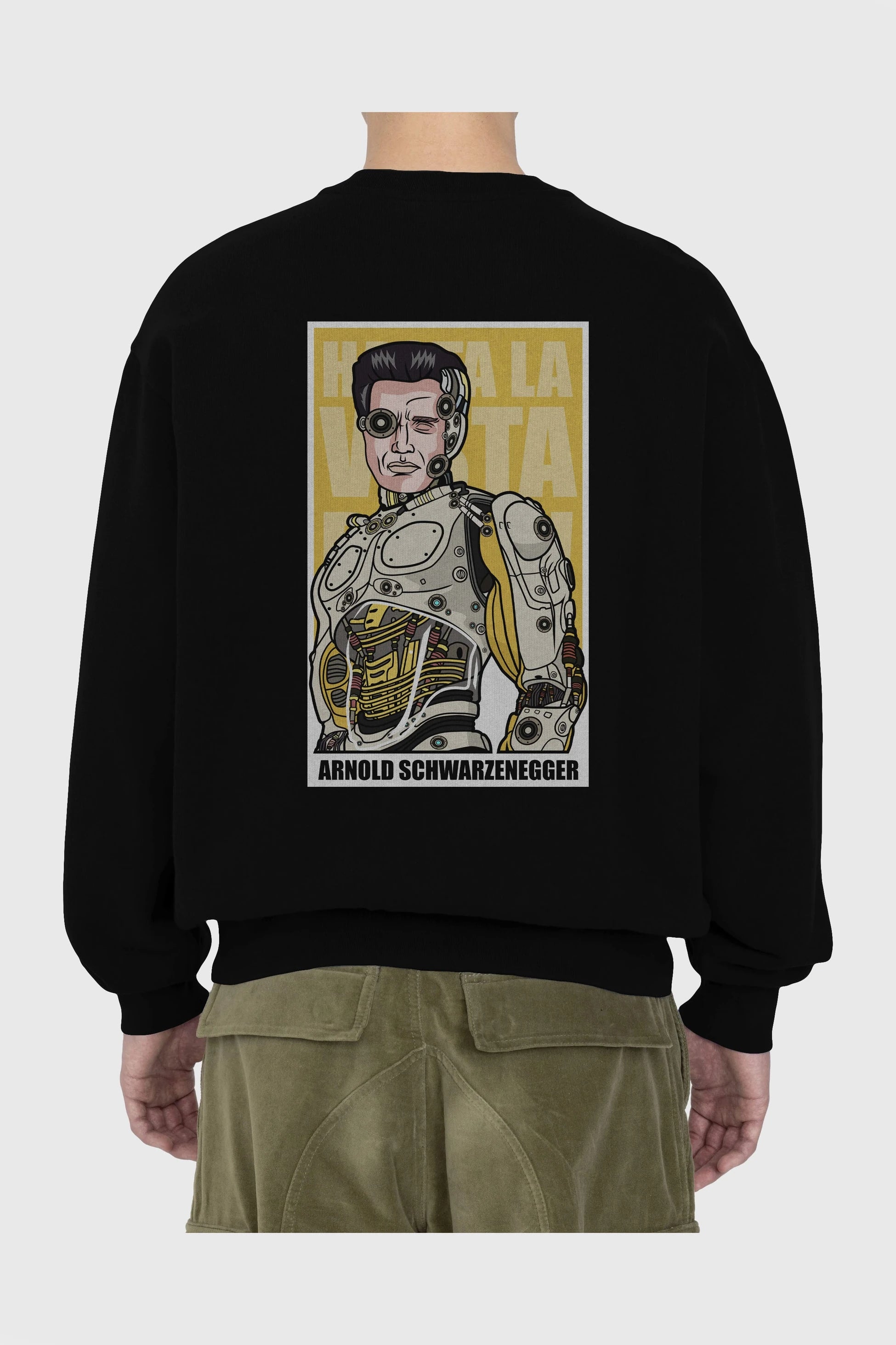 Arnold Robot Human Arka Baskılı Oversize Sweatshirt Erkek Kadın Unisex