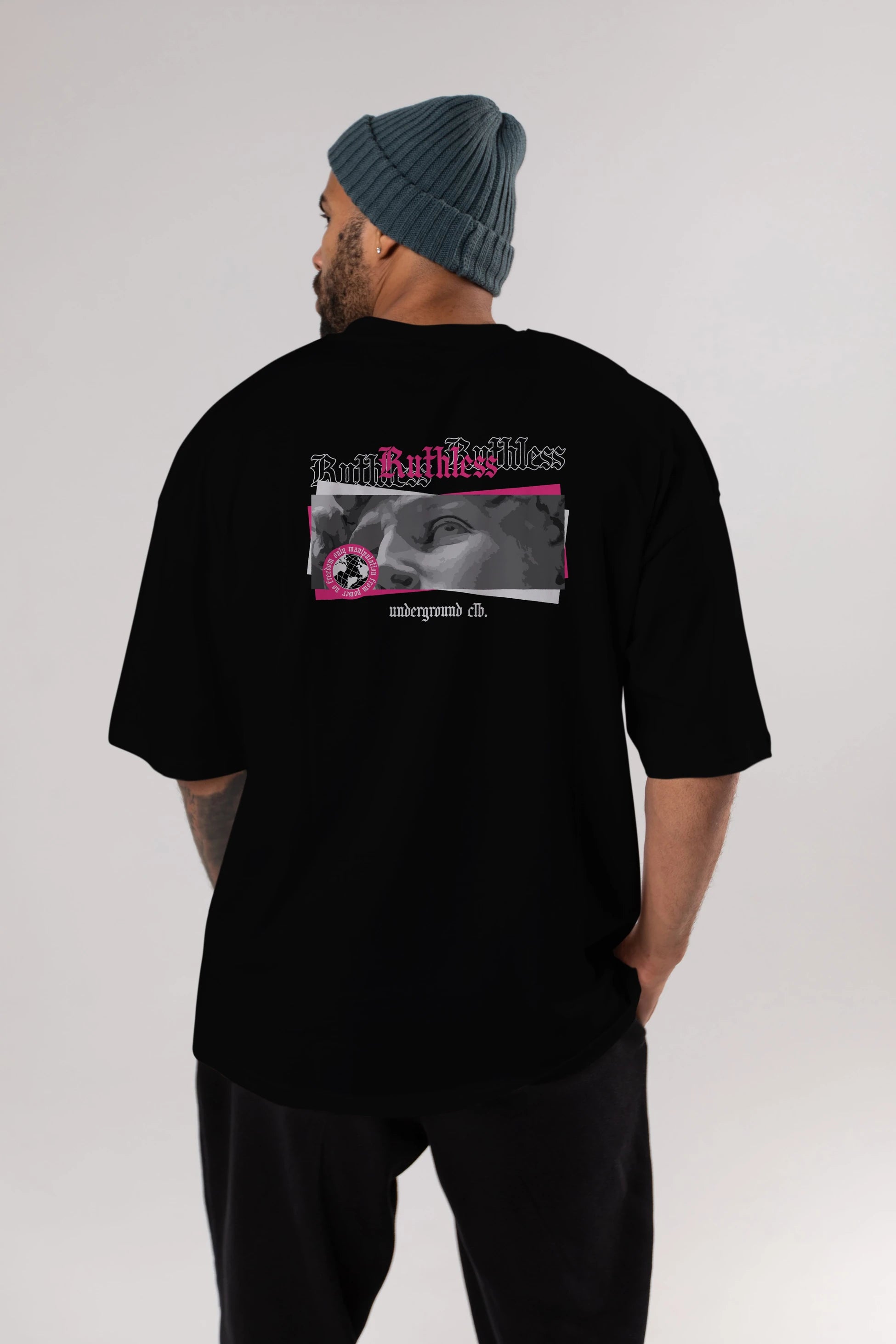 Ruthless Arka Baskılı Oversize t-shirt Erkek Kadın Unisex