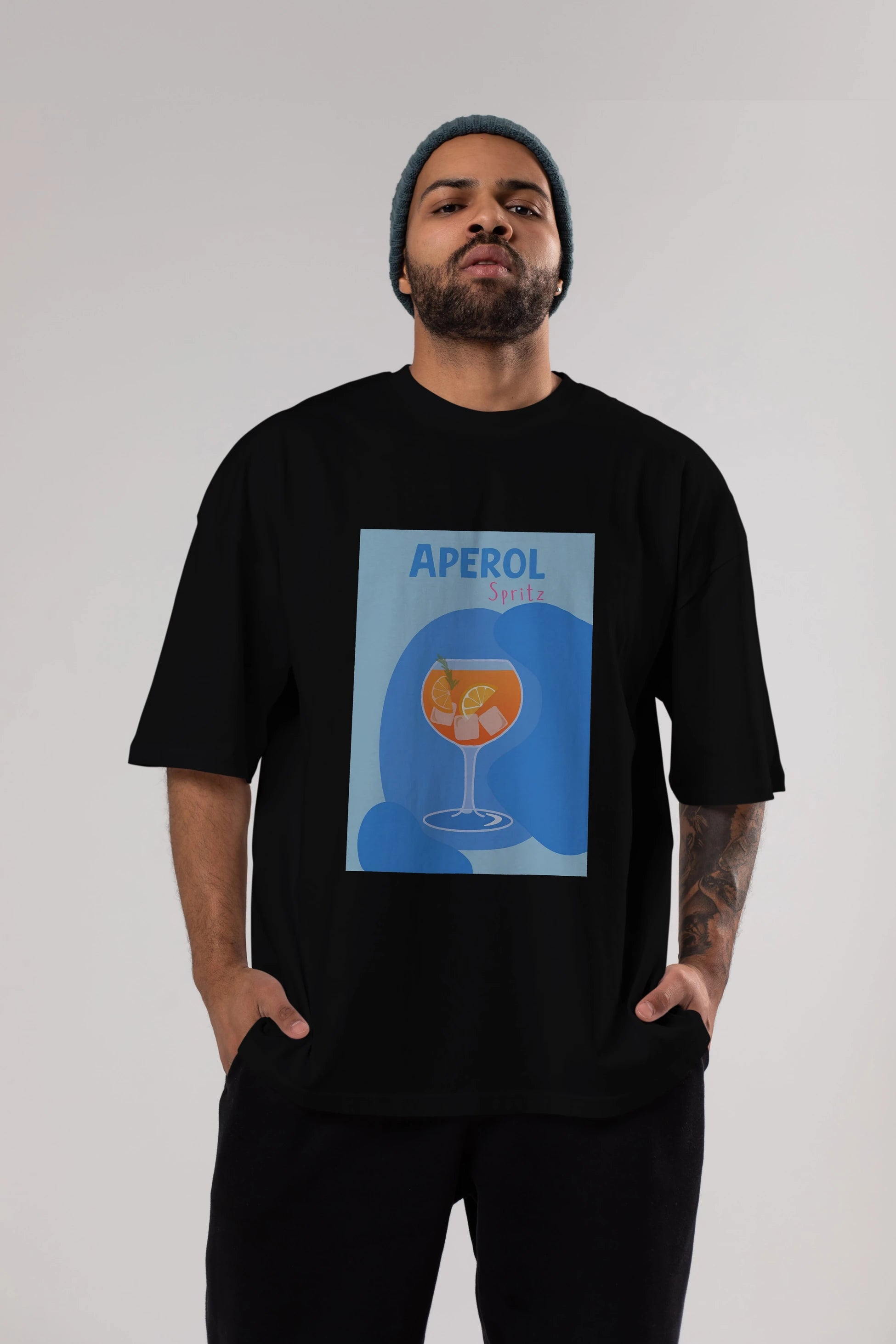 Aperol Spritz 10 Ön Baskılı Oversize t-shirt Erkek Kadın Unisex %100 Pamuk Bisiklet Yaka tişort